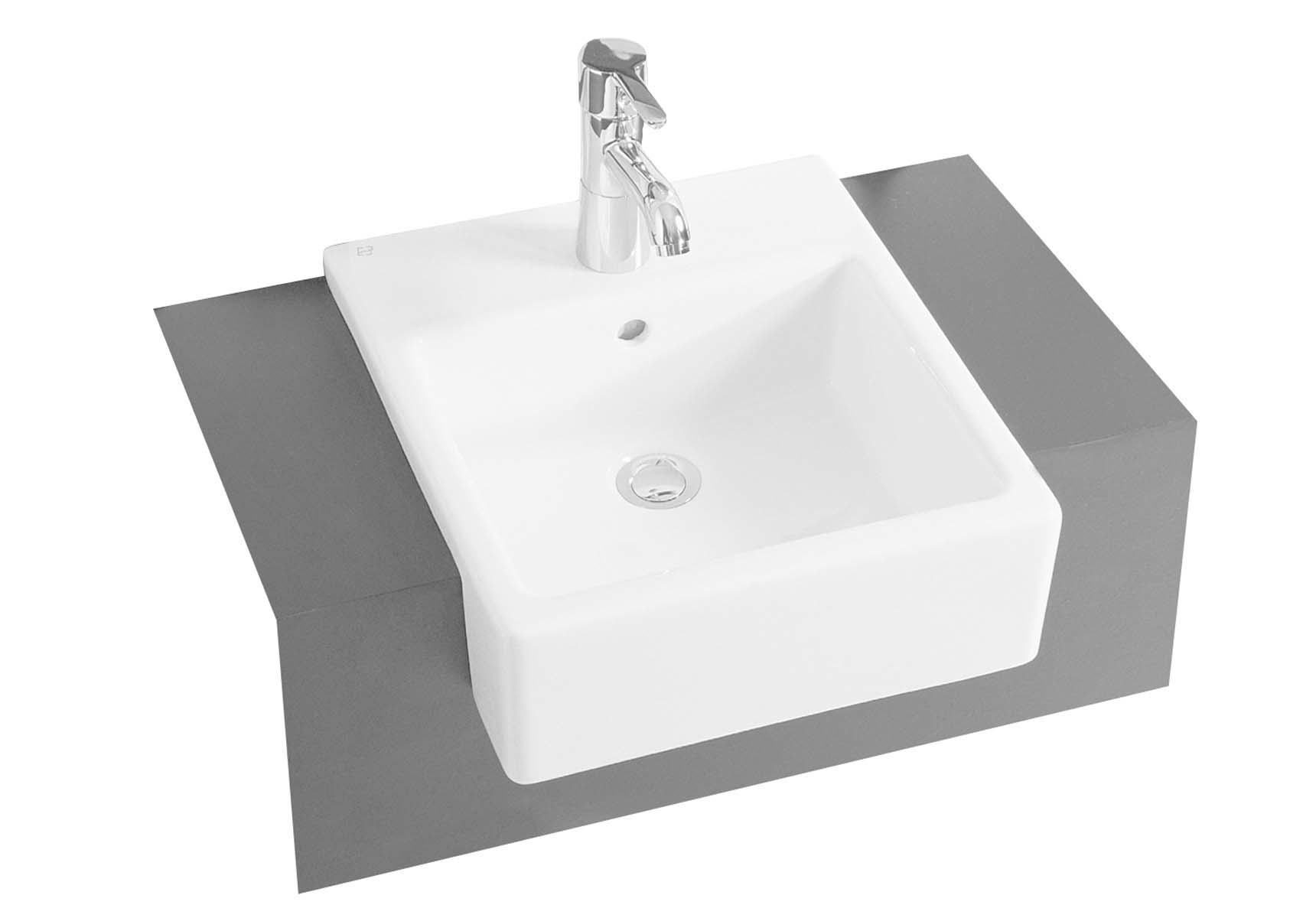 Nuovella Recessed Lavabo, 40 cm with Middle Tap Hole, with Side Holes