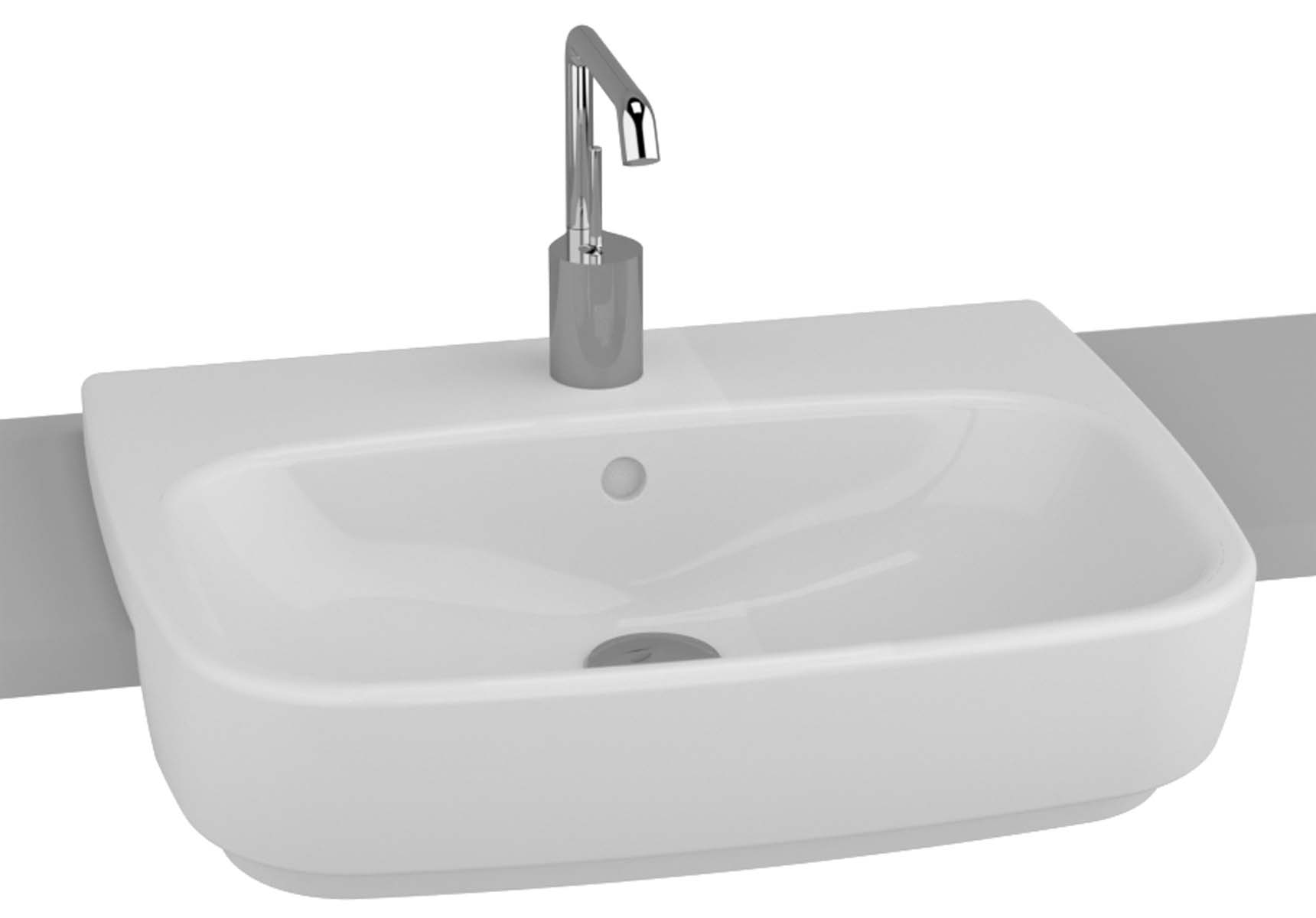Shift Recessed Basin, 55cm with Middle Tap Hole, with Side Holes