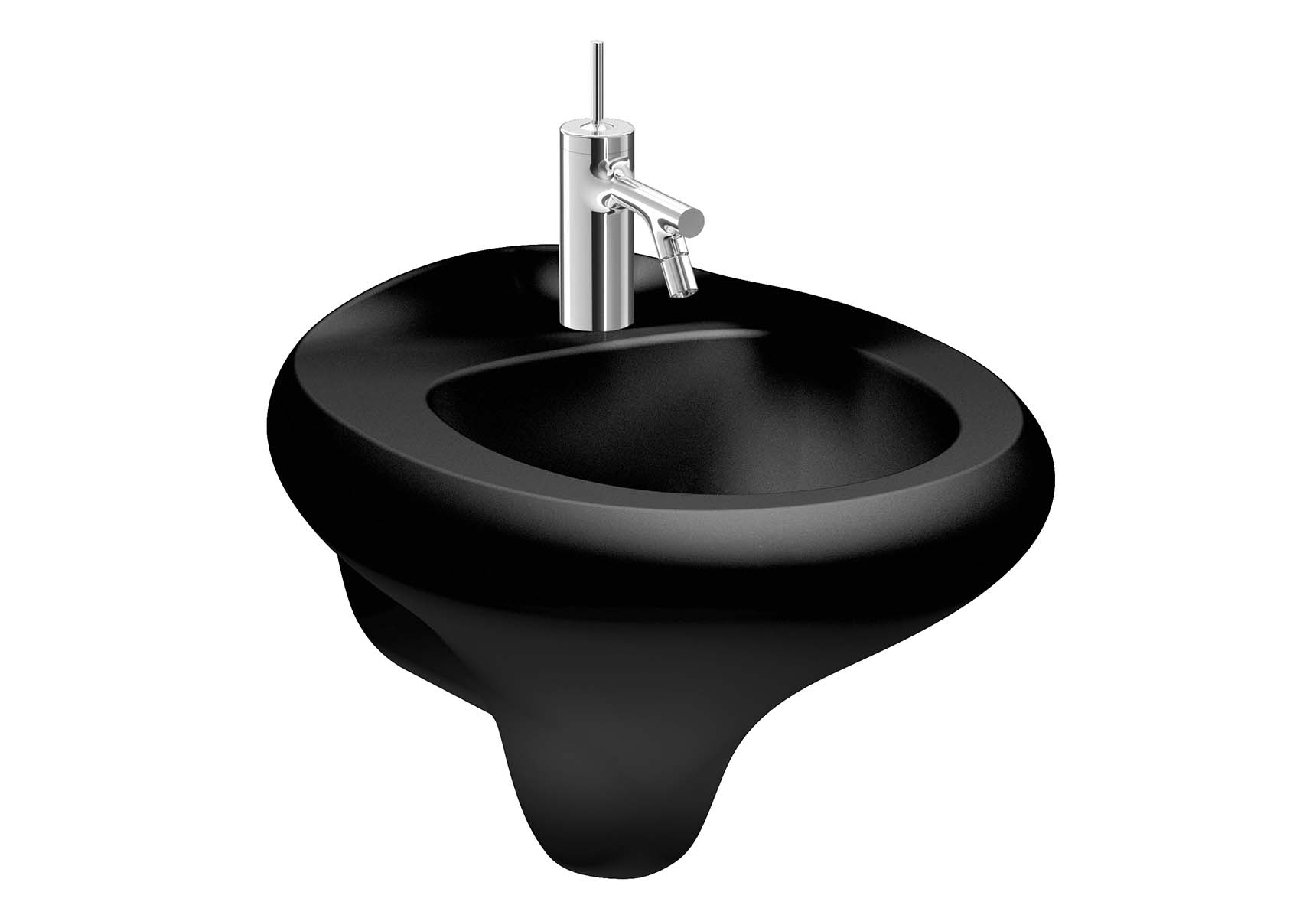 İstanbul Wall-hung bidet, 52 cm, with one tap hole, without side holes, without overflow hole, black