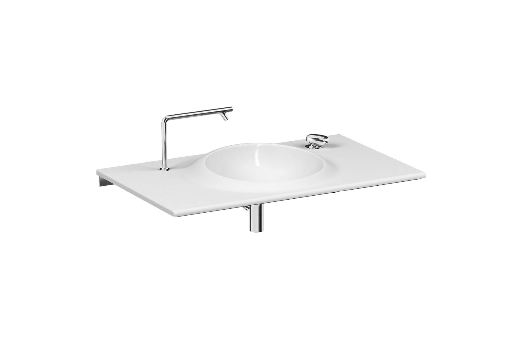 İstanbul Vanity basin, 100 cm, with two tap holes, no overflow hole, white