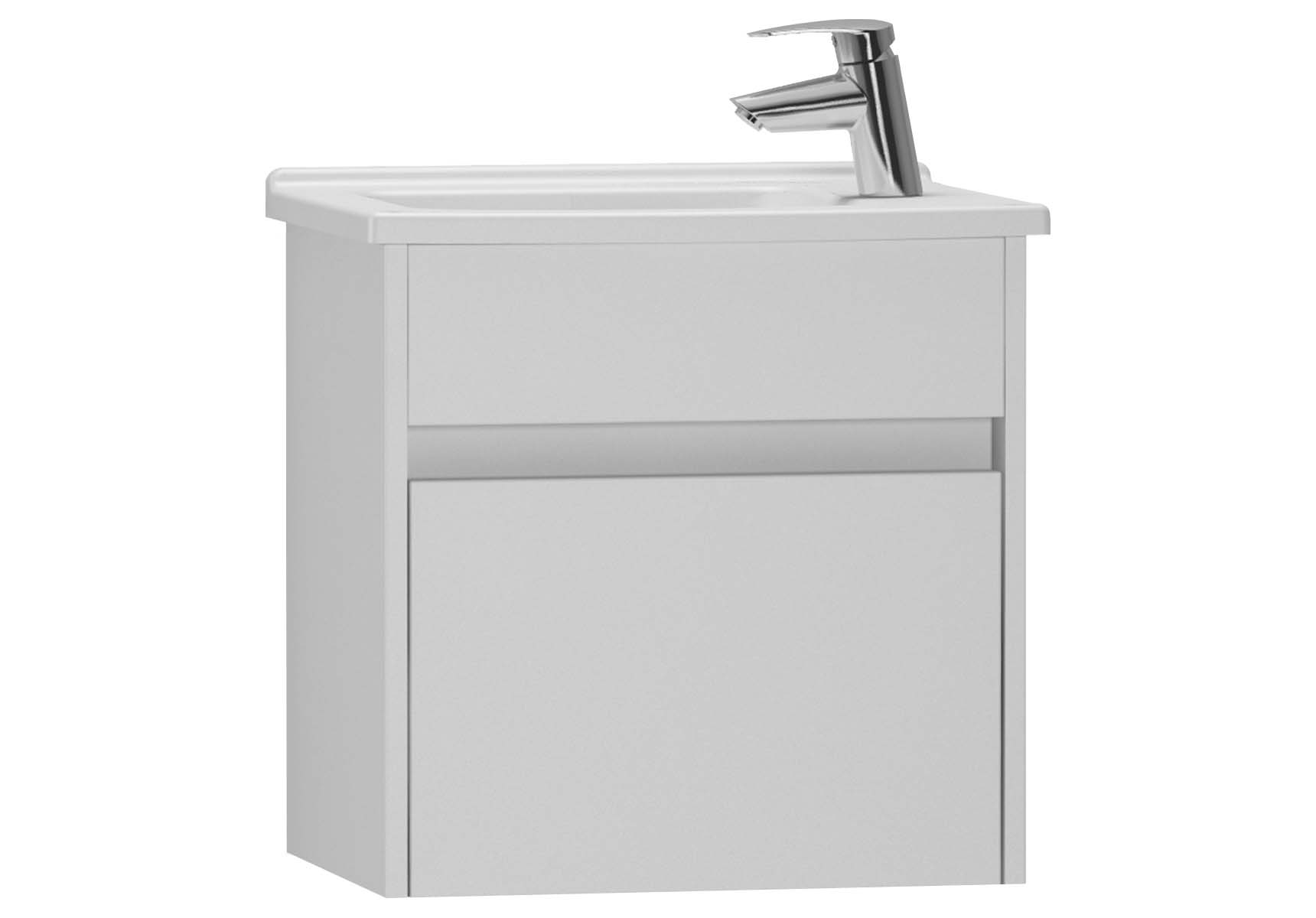 S50 + Narrow Washbasin Unit, 50 cm, White High Gloss, Left