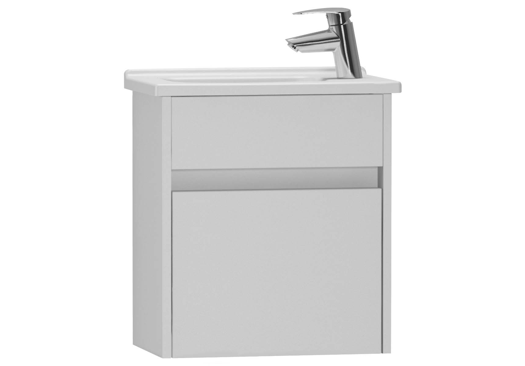 S50 + Narrow Washbasin Unit 45 cm, White High Gloss, Right