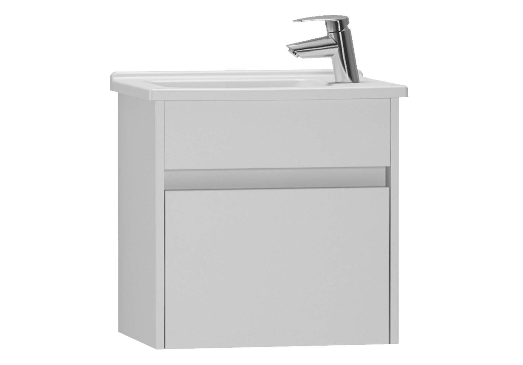S50 + Narrow Washbasin Unit, 50 cm, White High Gloss, Right