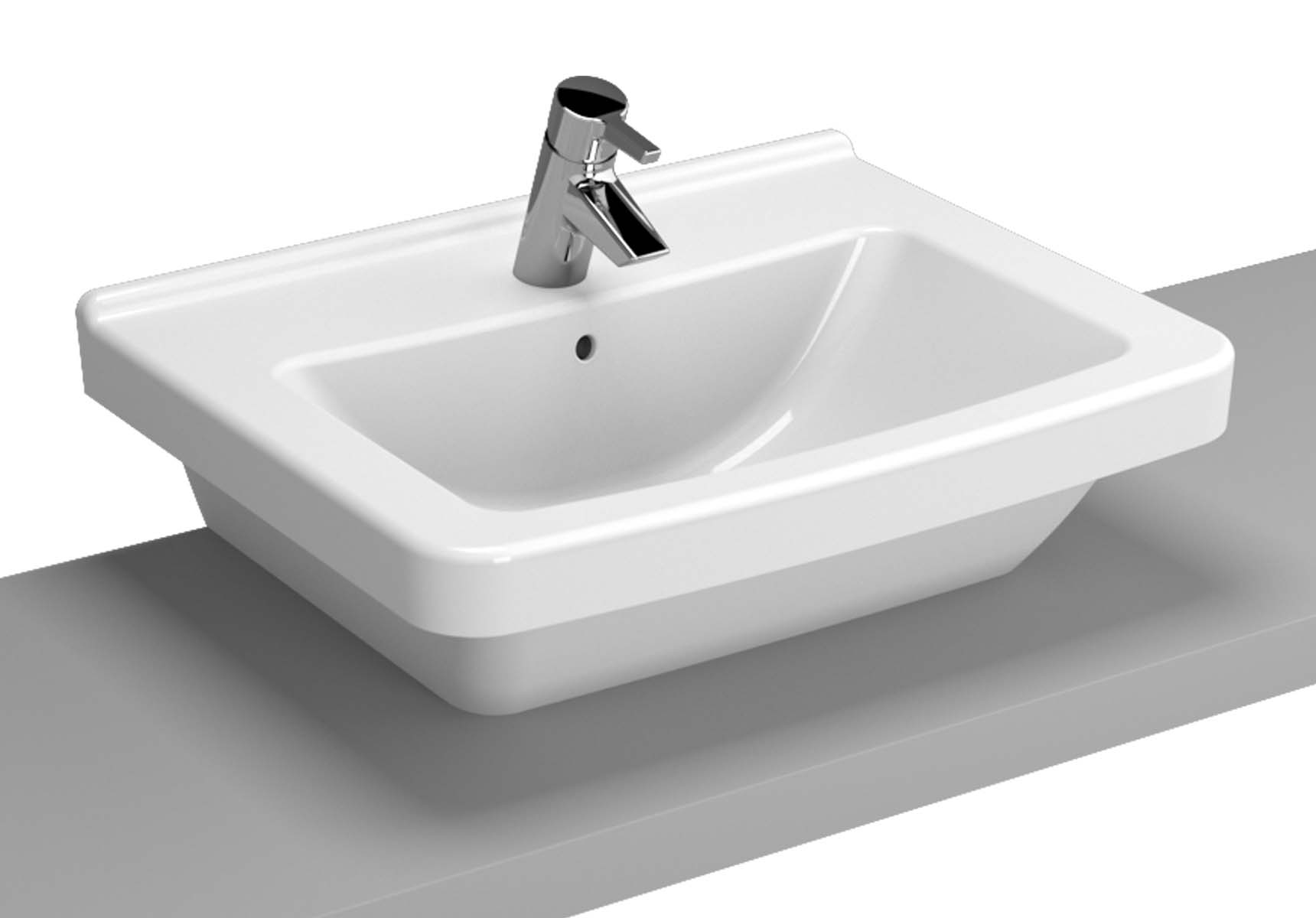 S50 WashBasin, 60cm with Middle Tap Hole, with Side Holes, Bowl