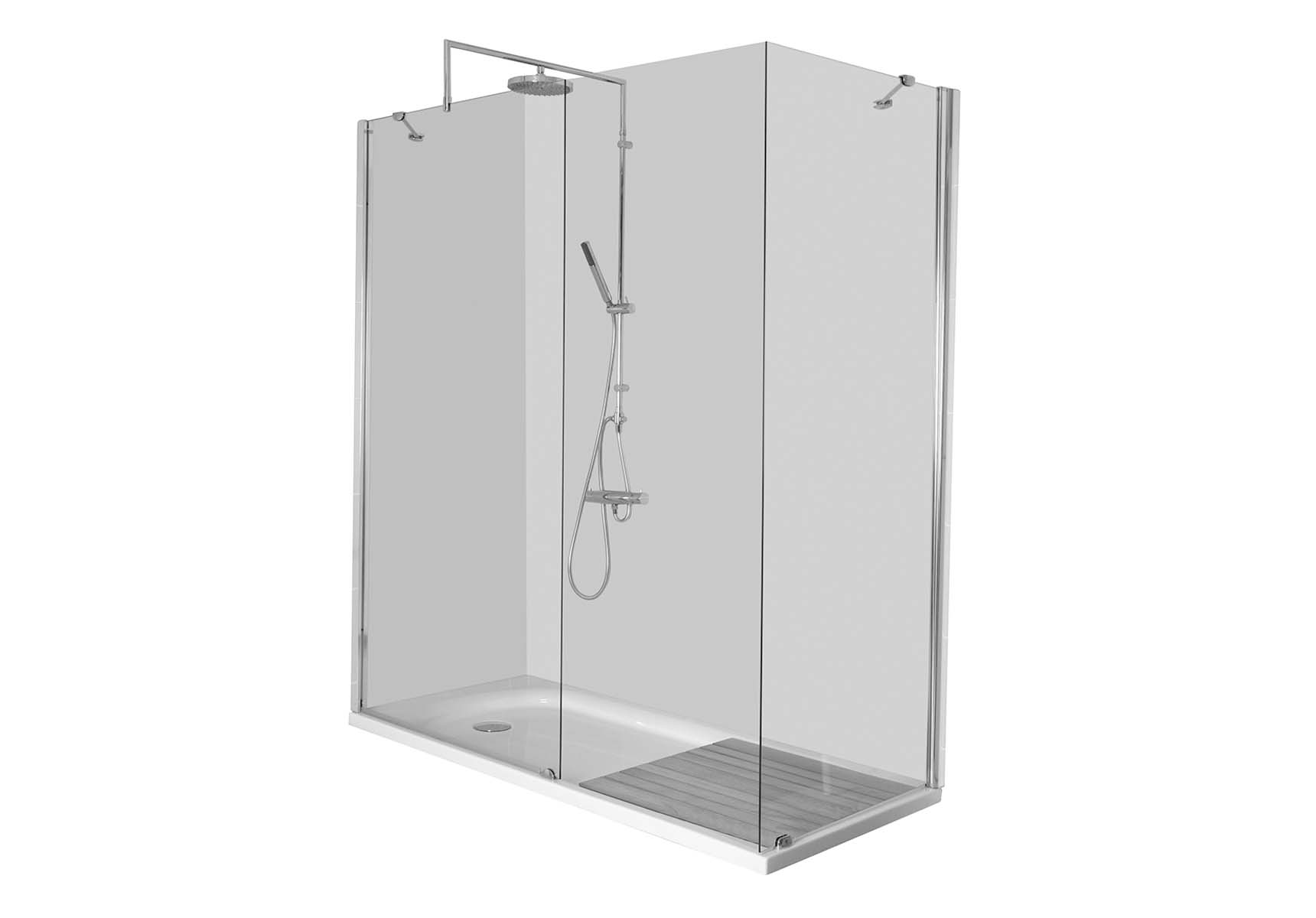 Kimera Compact Shower Unit 160x80 cm, U Wall, without Door, Long Cornere Mixer