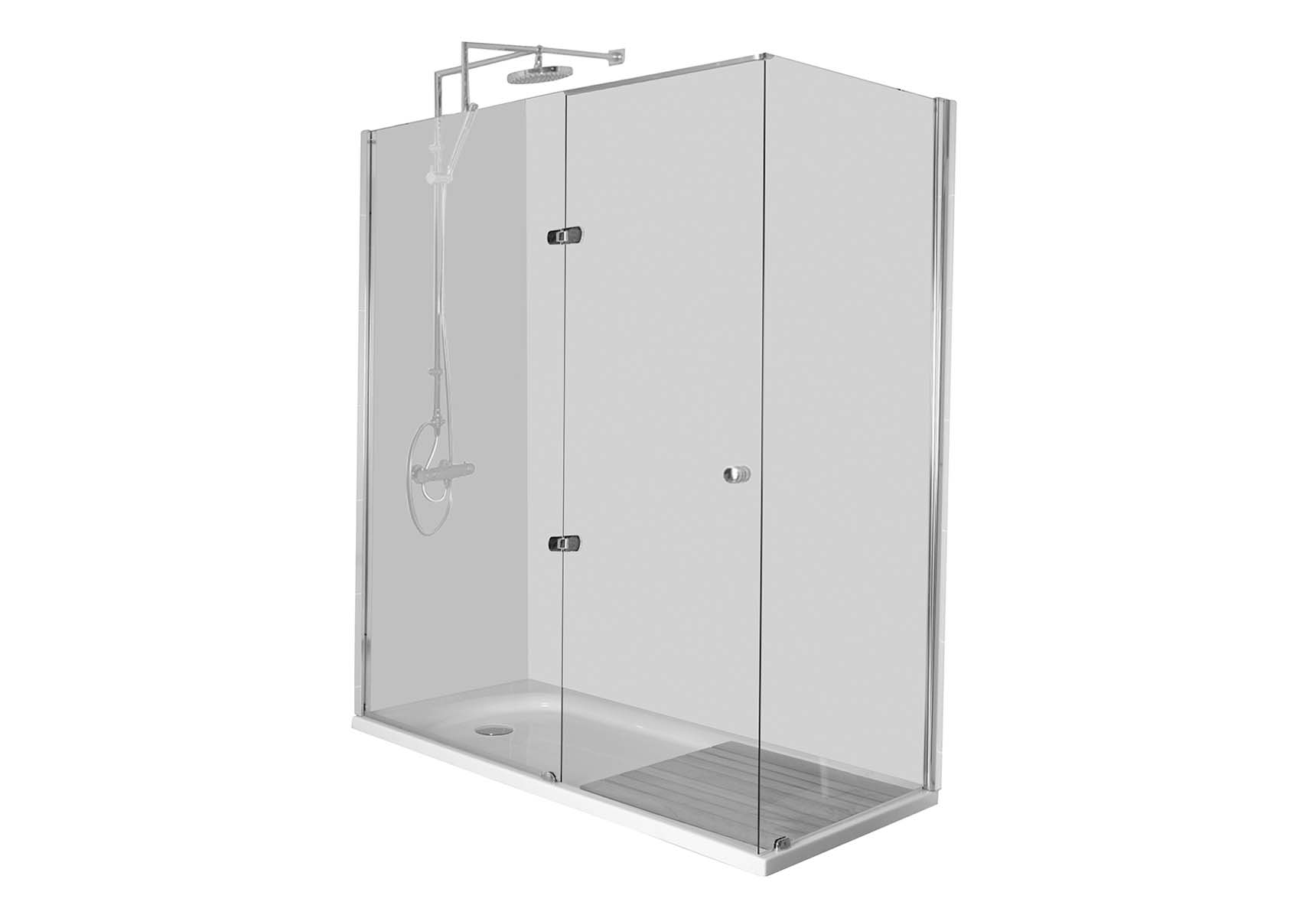 Kimera Compact Shower Unit 160x80 cm, L Wall, with Door, Long Cornere Mixer