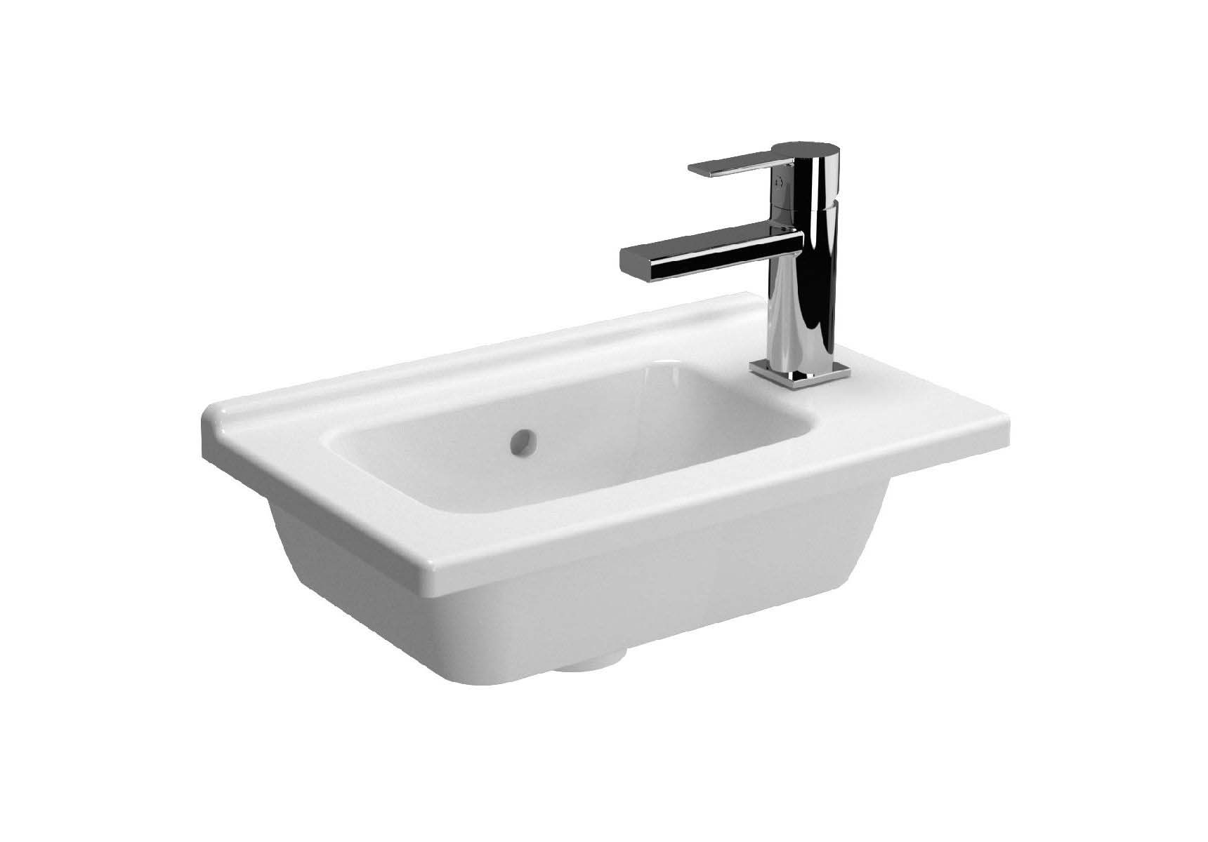 S50 Compact Right Vanity Basin, 45x28 cm, Compact with Right Tap Hole, with Side Holes