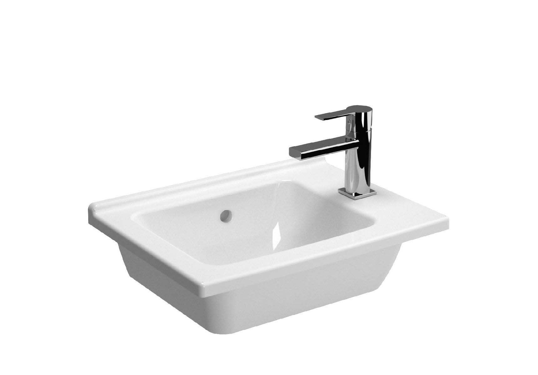 S50 Compact Right Vanity Basin, 50x37cm, Compact with Right Tap Hole, with Side Holes