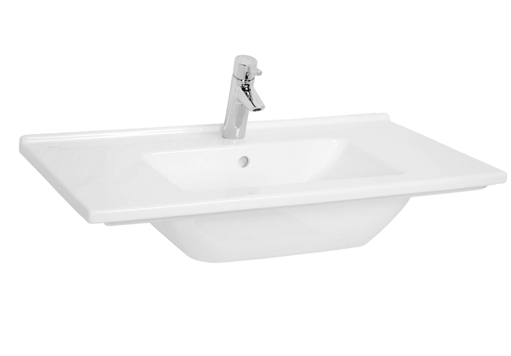S50 Vanity Basin, 80cm with Middle Tap Hole, with Side Holes