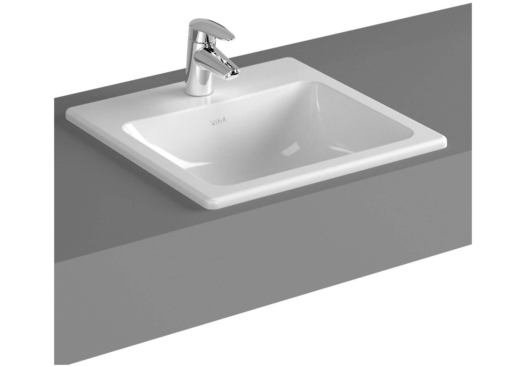 S20 Countertop Basin, 45cm with Middle Tap Hole, with Side Holes