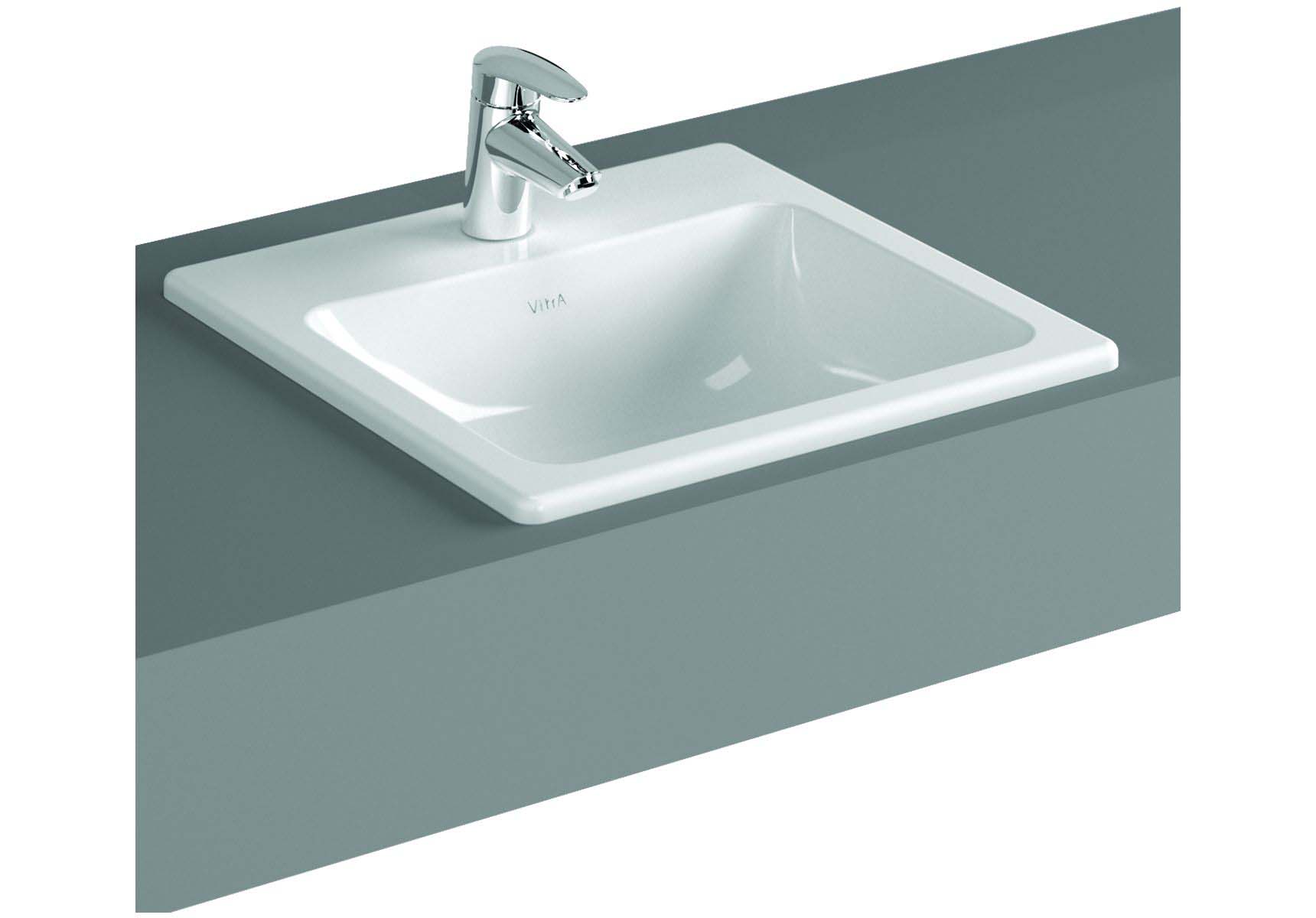 S20 Countertop Basin, 50cm with Middle Tap Hole, with Side Holes