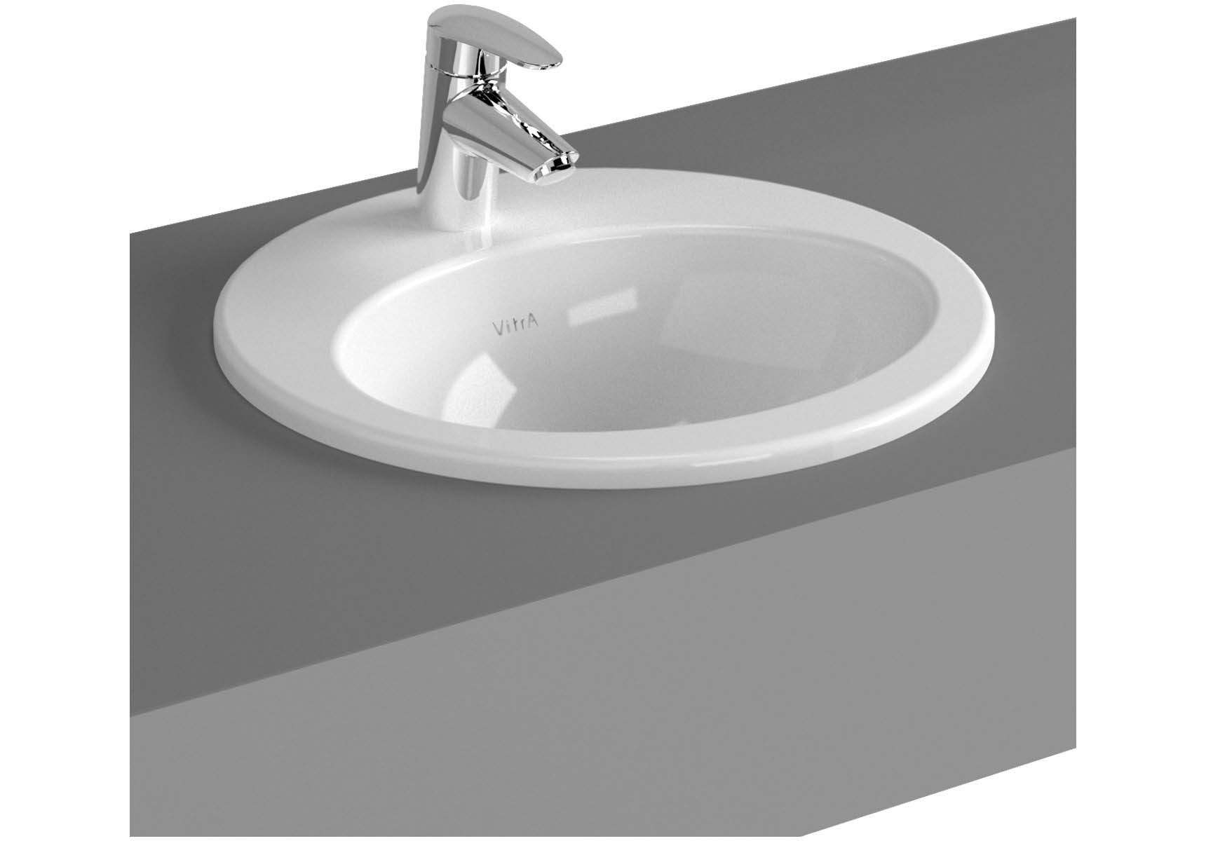S20 Countertop Basin, 43cm with Middle Tap Hole, with Side Holes