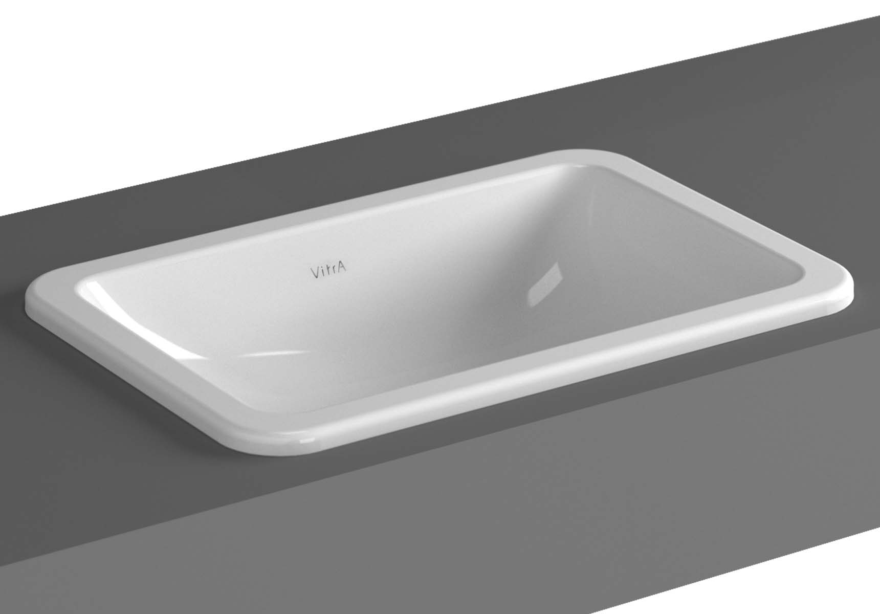 S20 Countertop Basin, 55cm without Tap Hole, with Side Holes