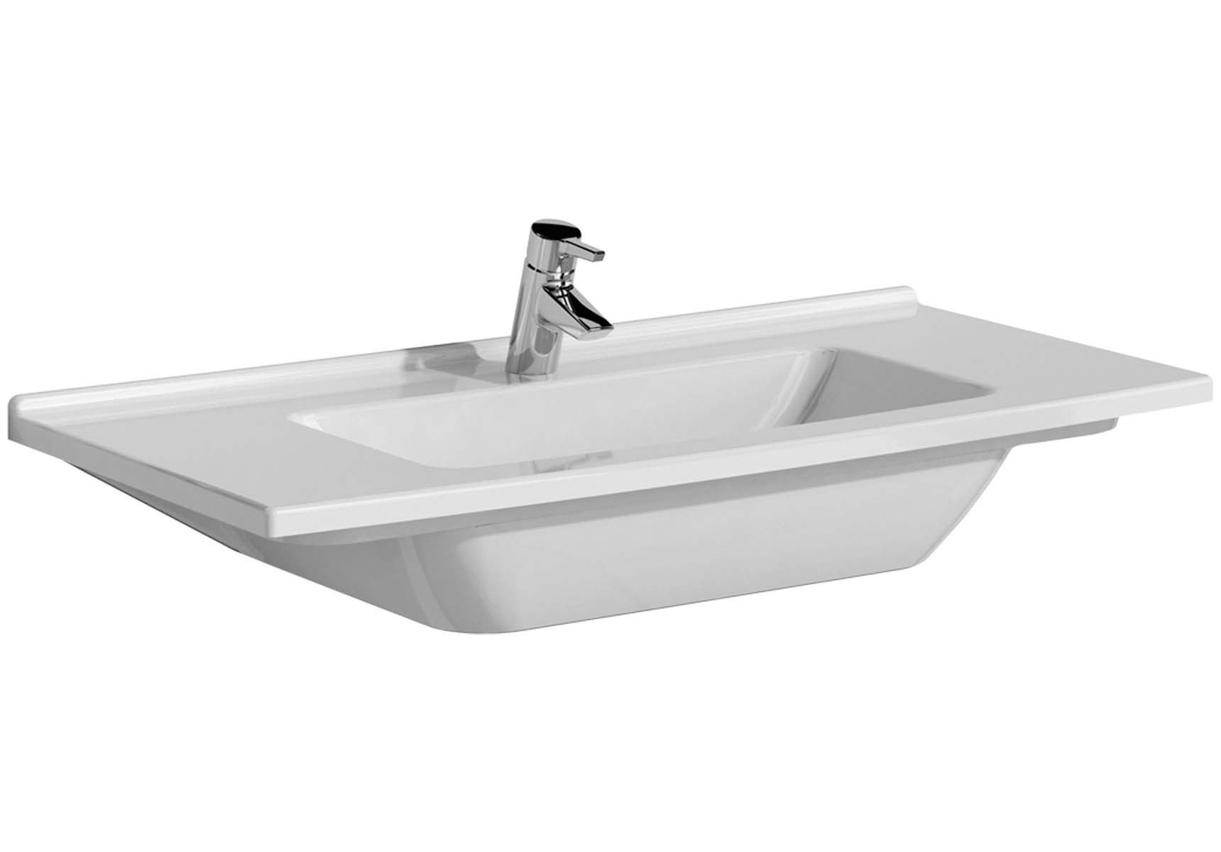 S50 Vanity Basin, 100cm with Middle Tap Hole, with Side Holes