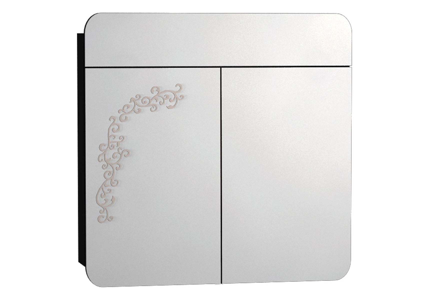 Gala Classic Illuminated Mirror with Pattern Cabinet 80 cm Black High Gloss