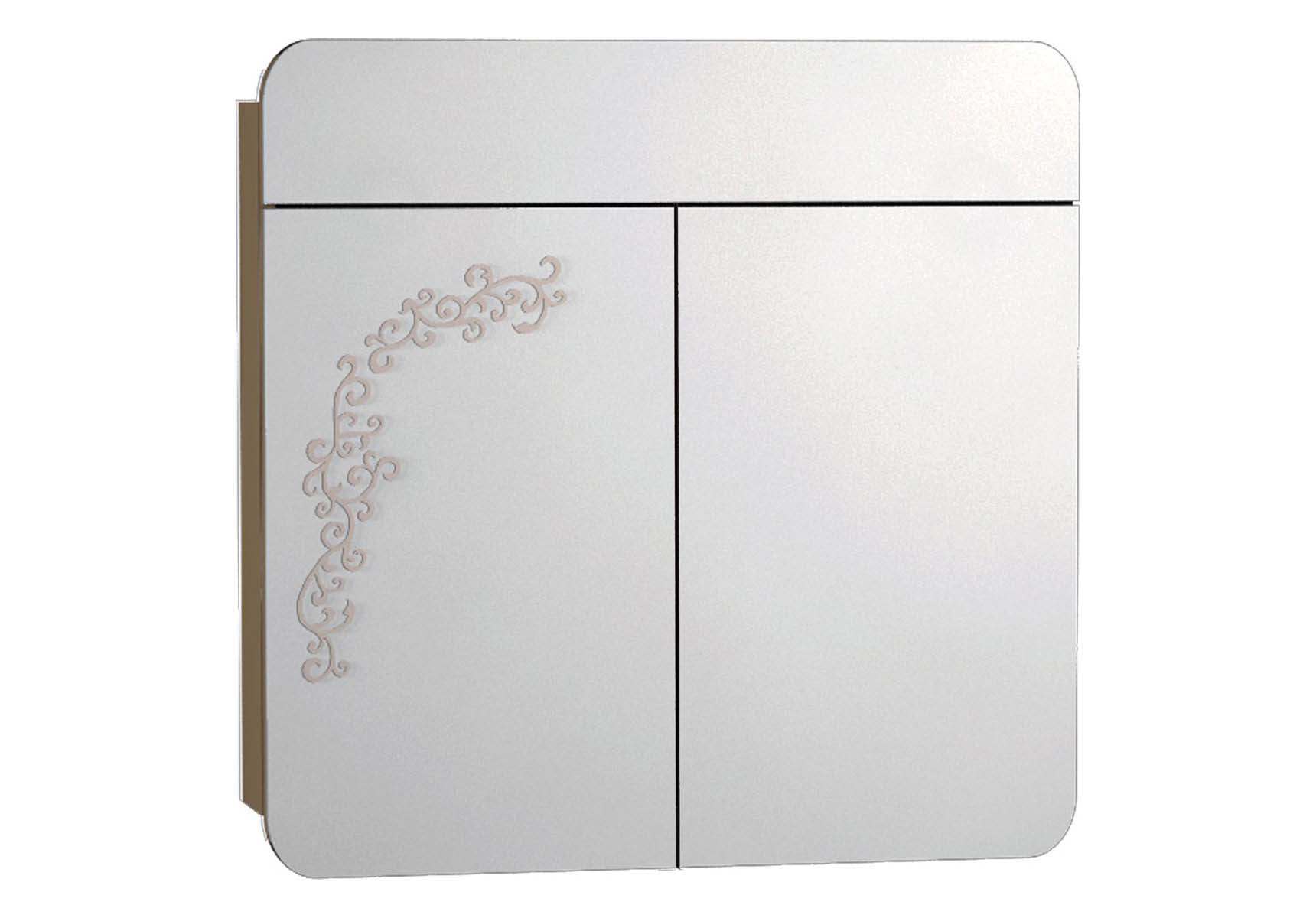 Gala Classic Illuminated Mirror with Pattern Cabinet 80 cm Beige High Gloss