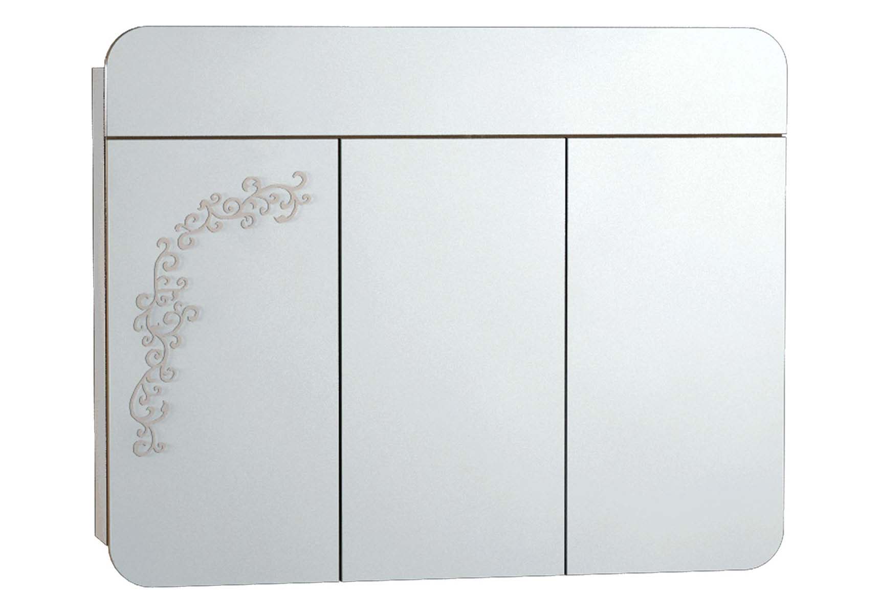 Gala Classic Illuminated Mirror with Pattern Cabinet 100 cm White High Gloss