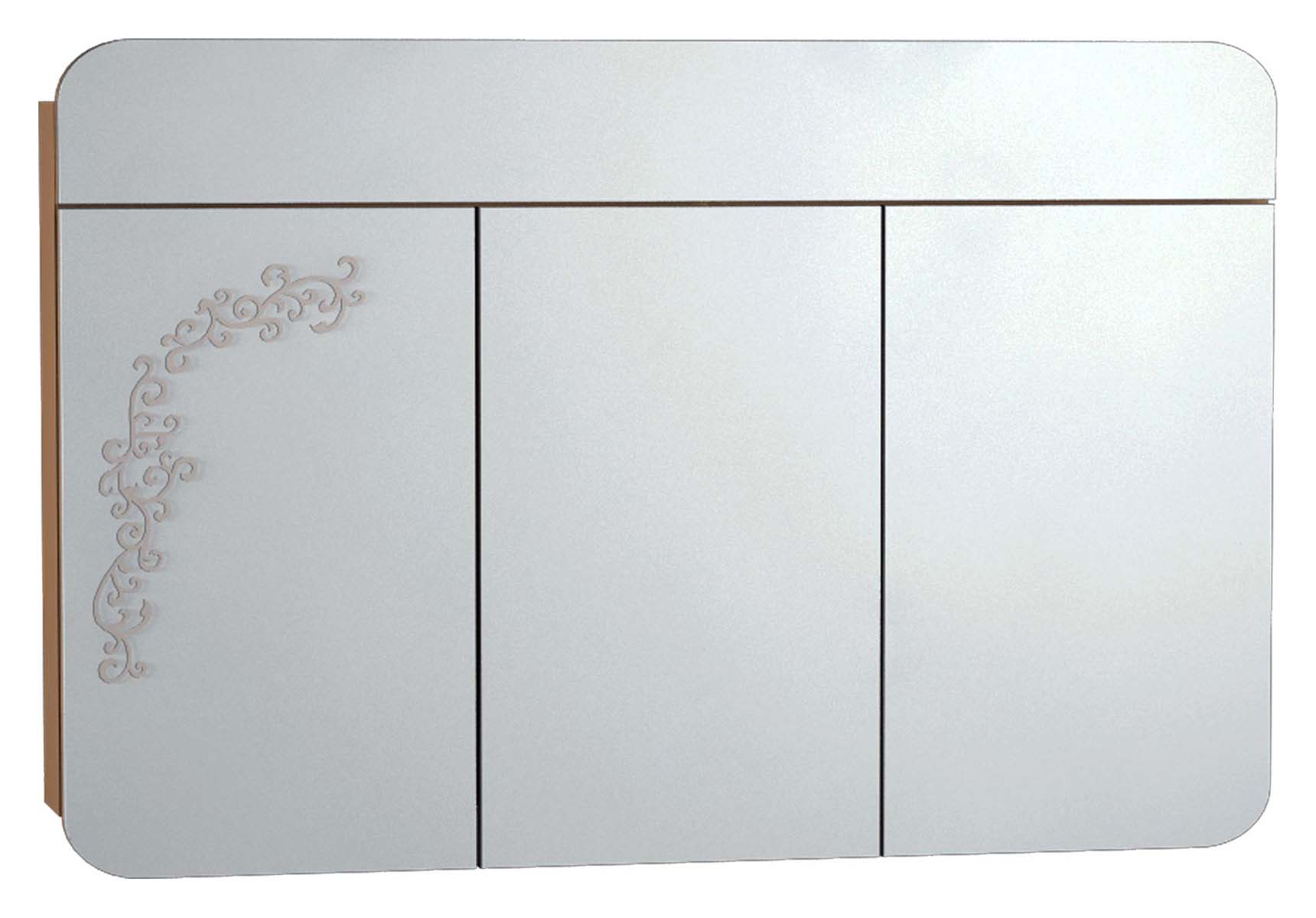 Gala Classic Illuminated Mirror with Pattern Cabinet 120 cm Beige High Gloss