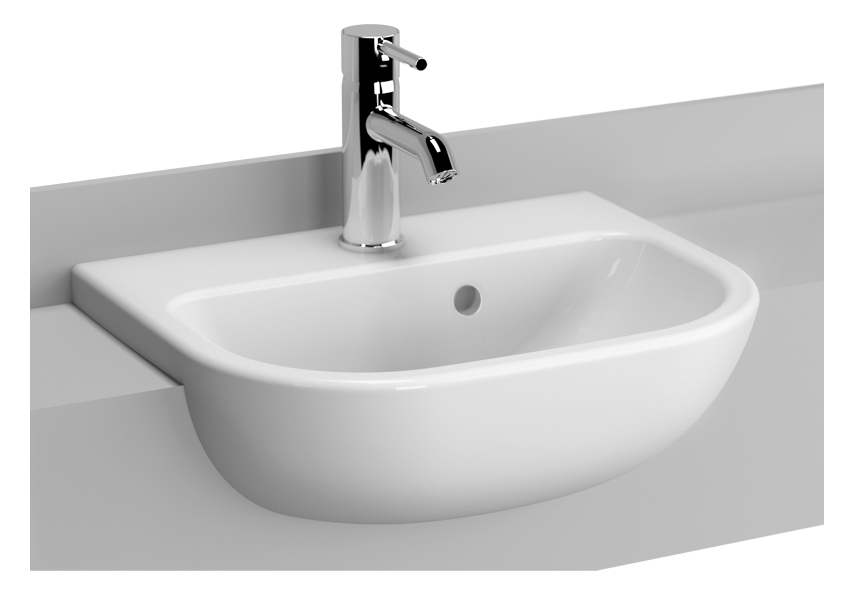 S20 Recessed Basin, 45cm with Middle Tap Hole, with Side Holes