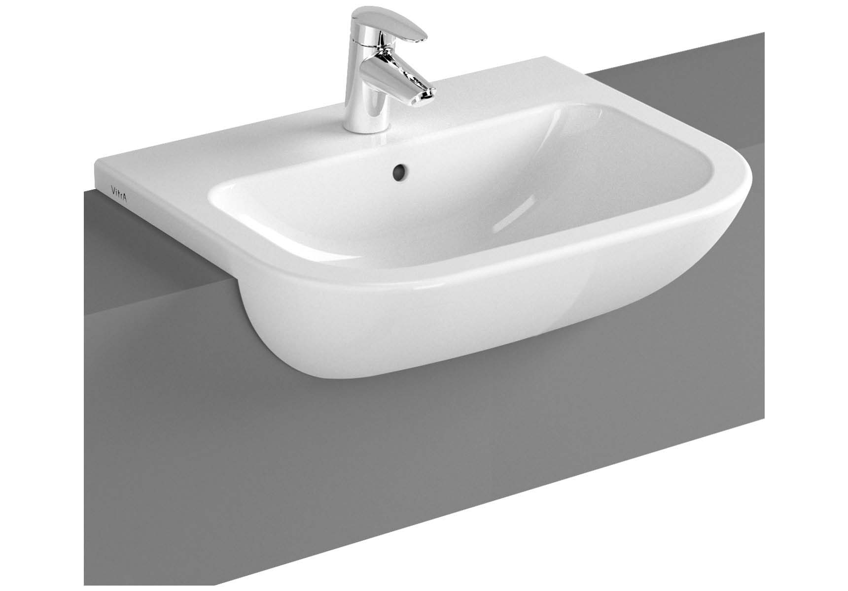 S20 Recessed Basin, 55cm with Middle Tap Hole, with Side Holes