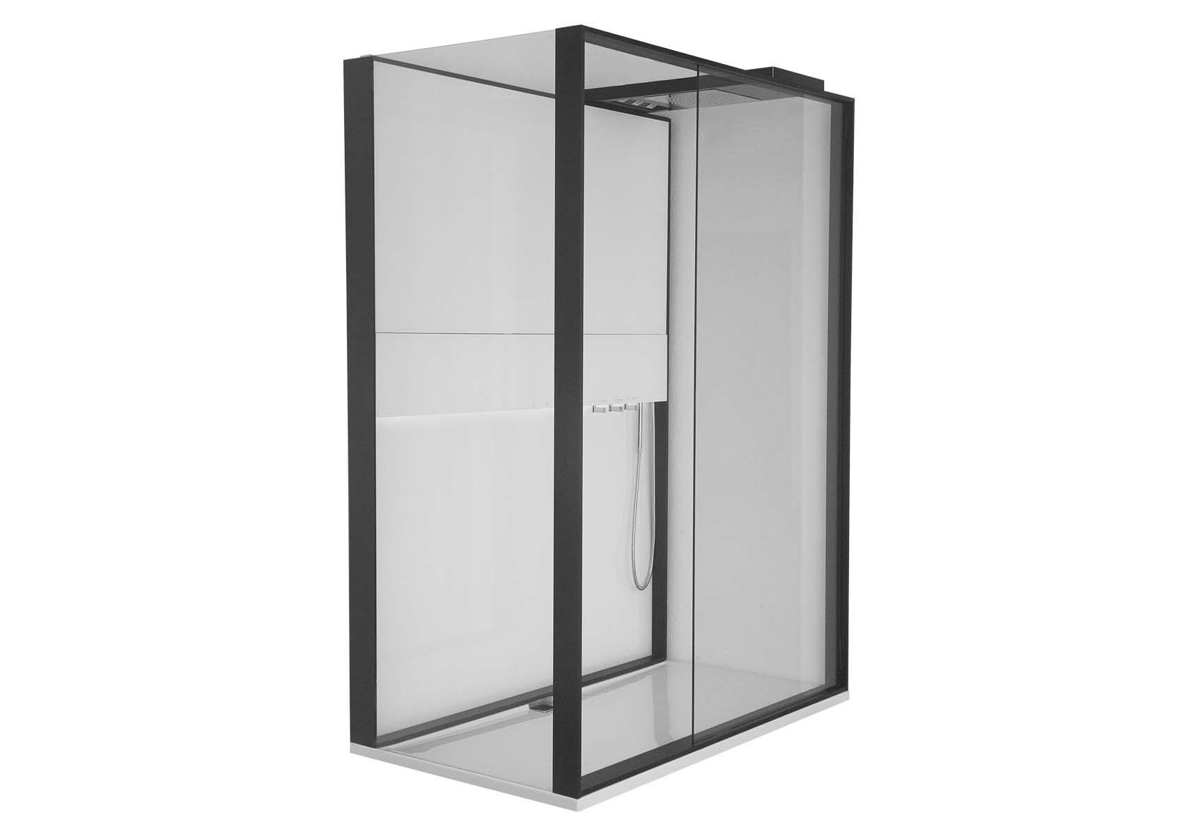 Notte Compact Shower Unit 160x90 cm Left, with Door, Music System, Matte Grey