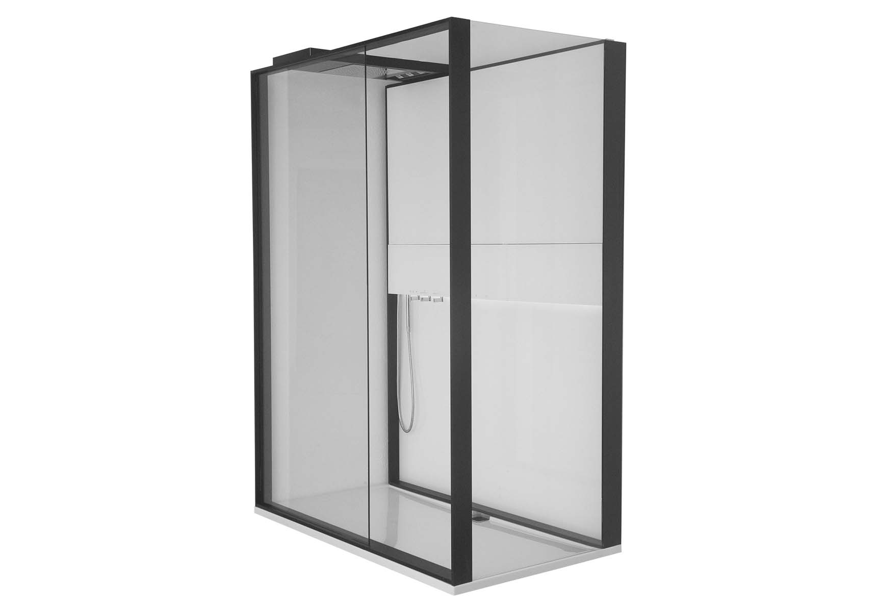 Notte Compact Shower Unit 160x90 cm Right, with Door, Music System, Matte Black