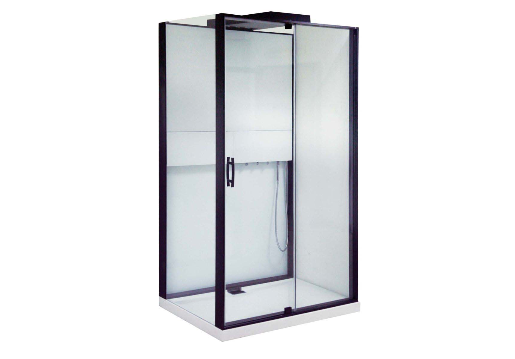 Notte Compact Shower Unit 120x90 cm Left, with Door, Matte Black