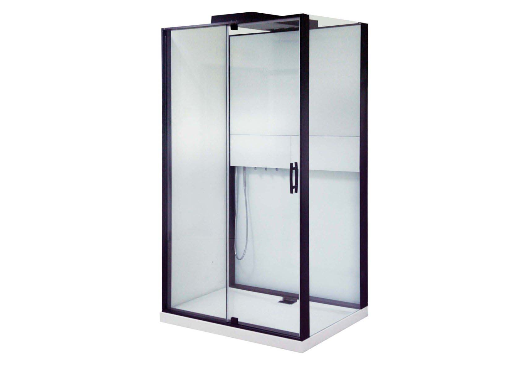 Notte Compact Shower Unit 120x90 cm Right, with Door, Matte Black
