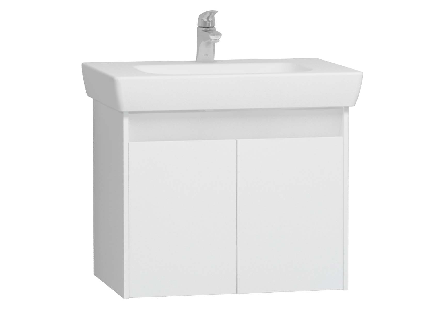 Step Washbasin Unit, 65 cm, White High Gloss