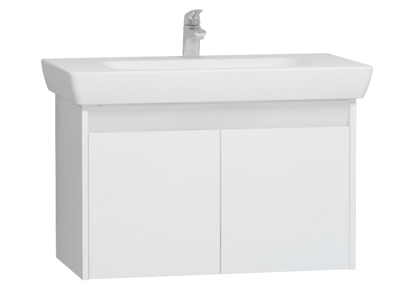 Step Washbasin Unit, 85 cm, White High Gloss