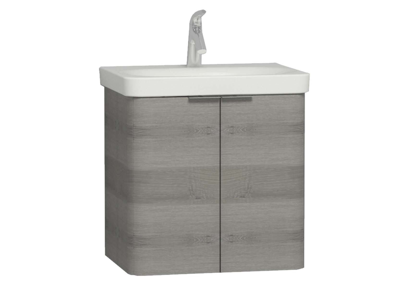 Nest 2 Doors Washbasin Unit 60 cm, Grey Natural Oak