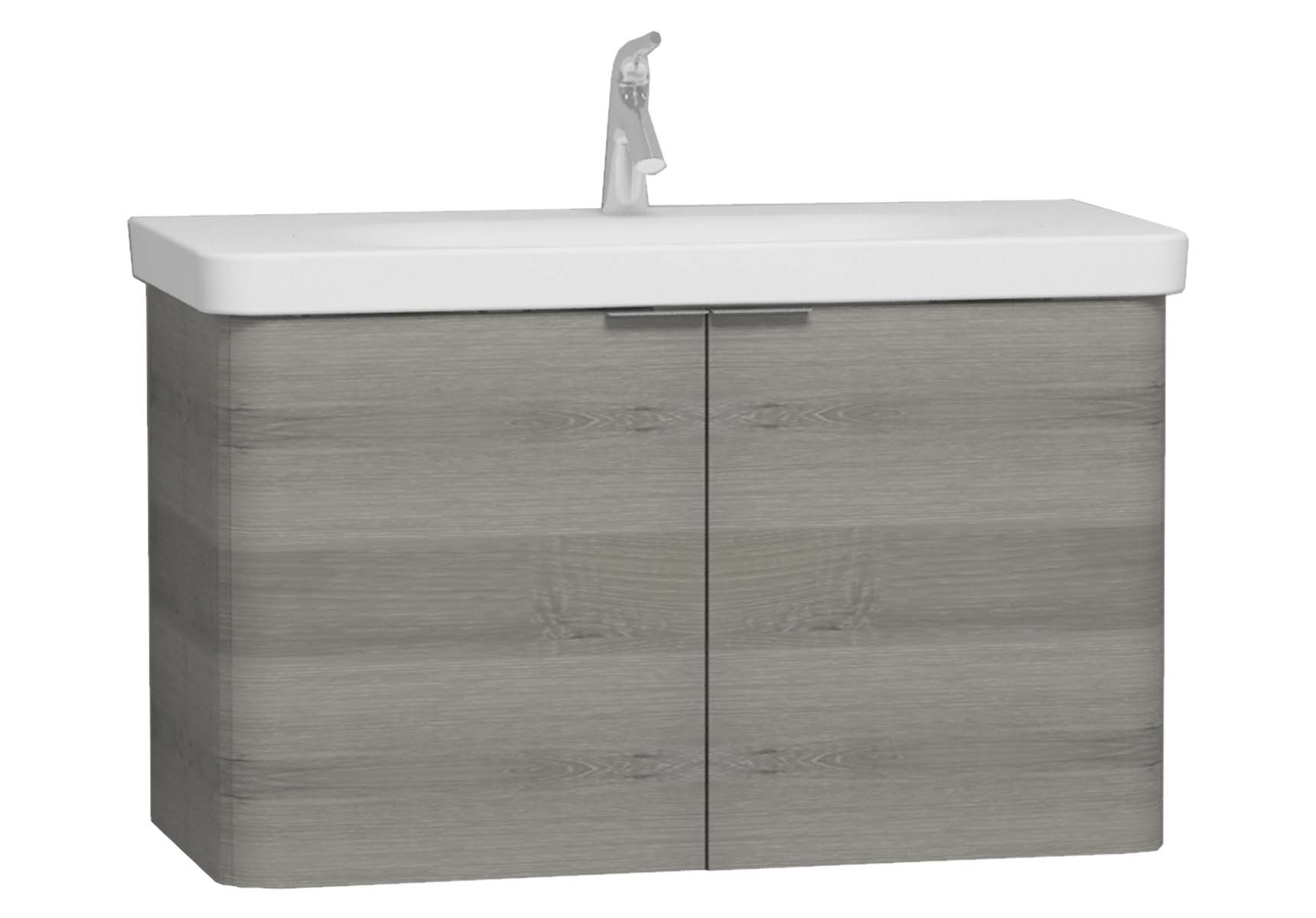 Nest 2 Doors Washbasin Unit 100 cm, Grey Natural Oak