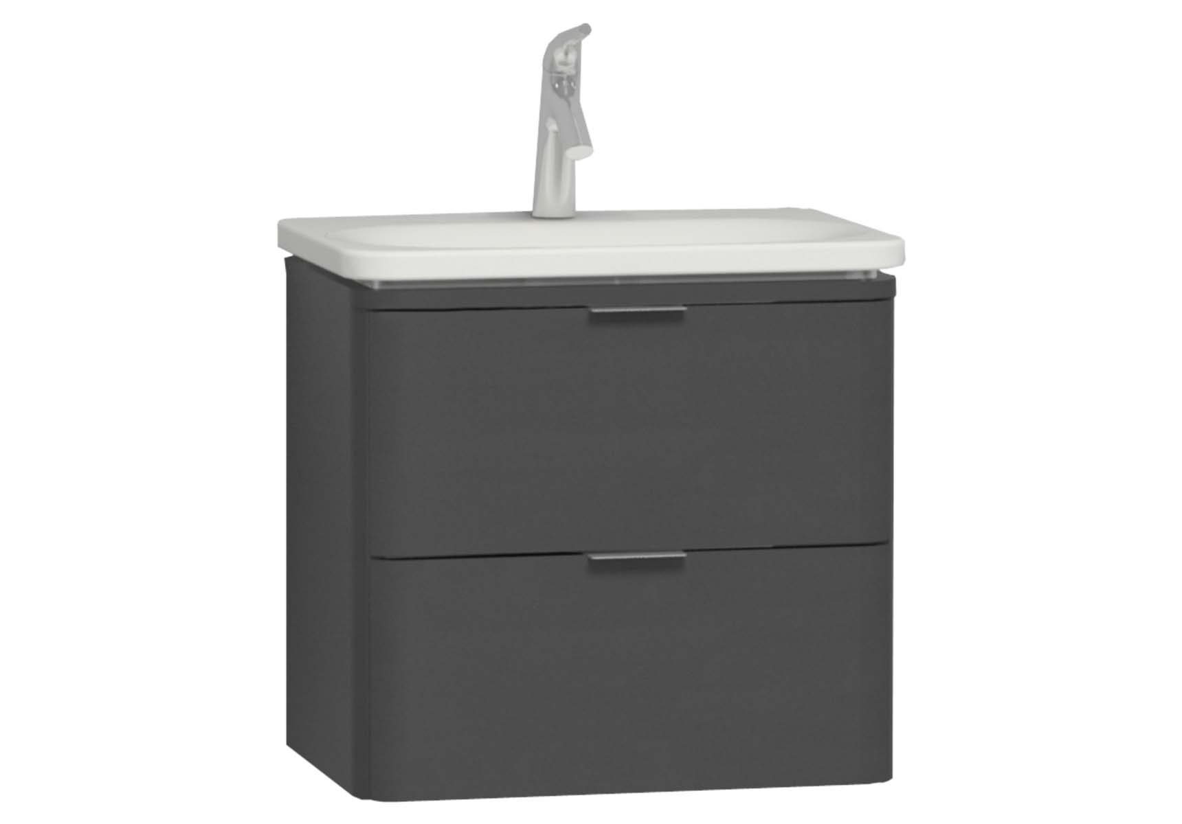 Nest Trendy 2 Drawer Washbasin Unit 60 cm Anthracite High Gloss