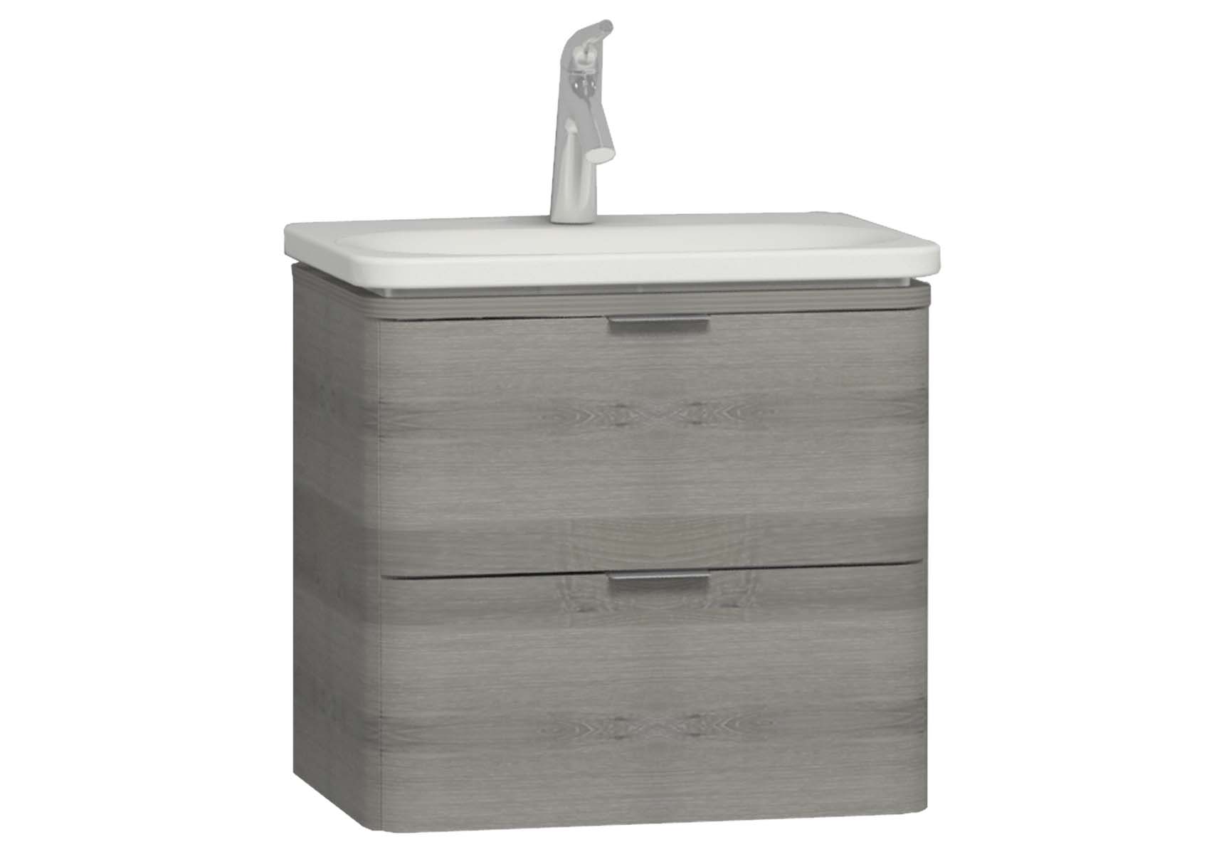 Nest Trendy 2 Drawer Washbasin Unit 60 cm Grey Natural Oak