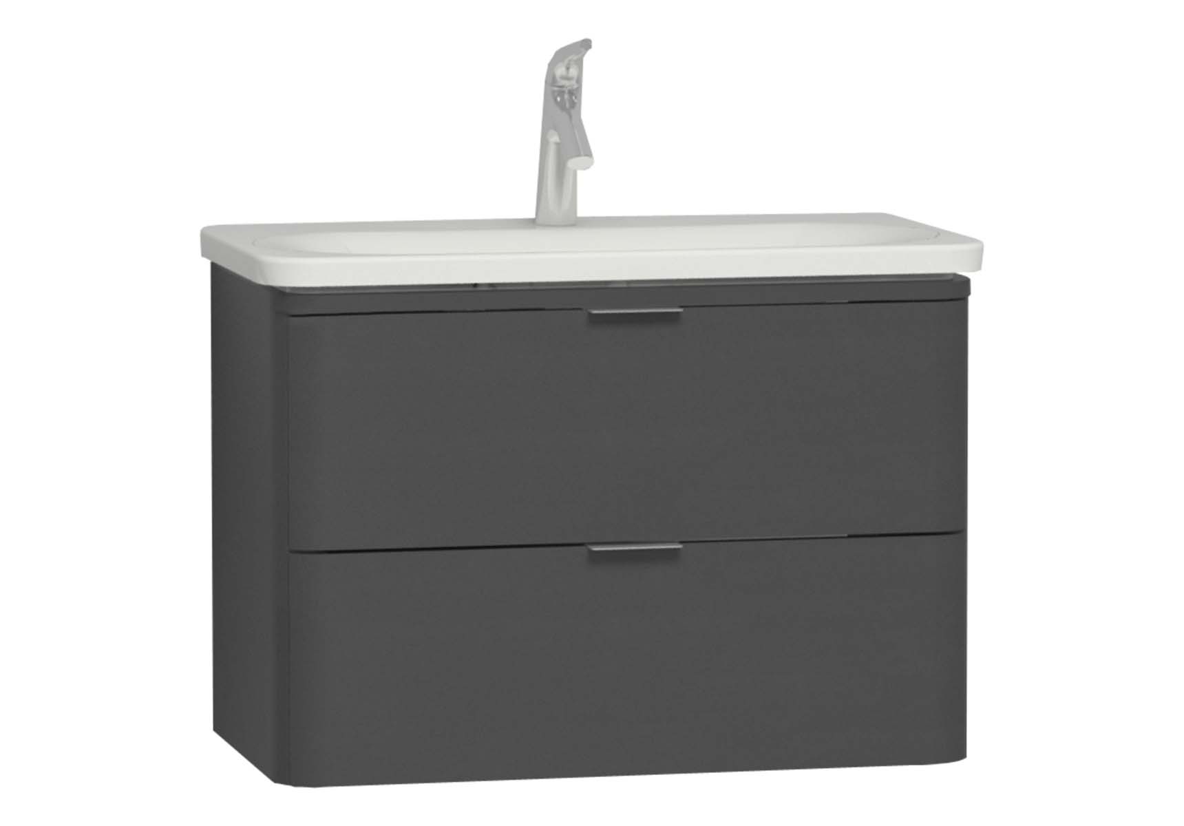 Nest Trendy 2 Drawer Washbasin Unit 80 cm Anthracite High Gloss