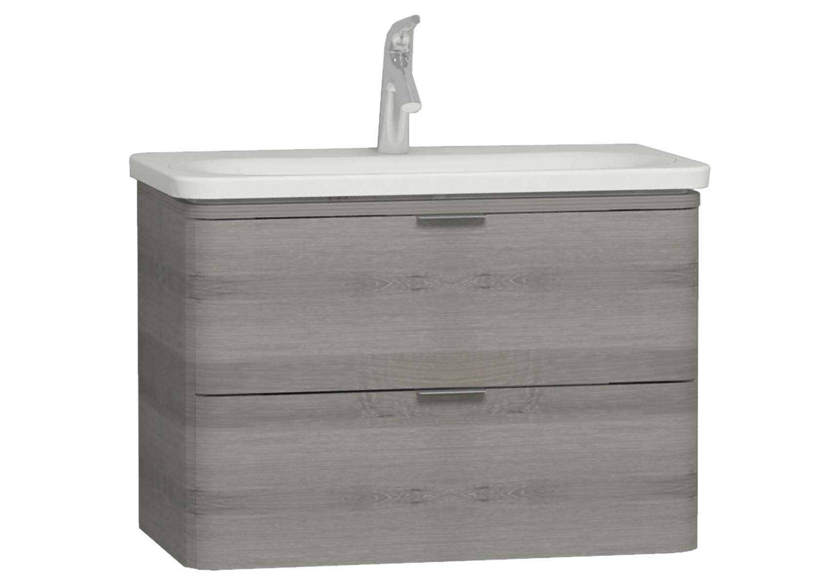 Nest Trendy 2 Drawer Washbasin Unit 80 cm Grey Natural Oak