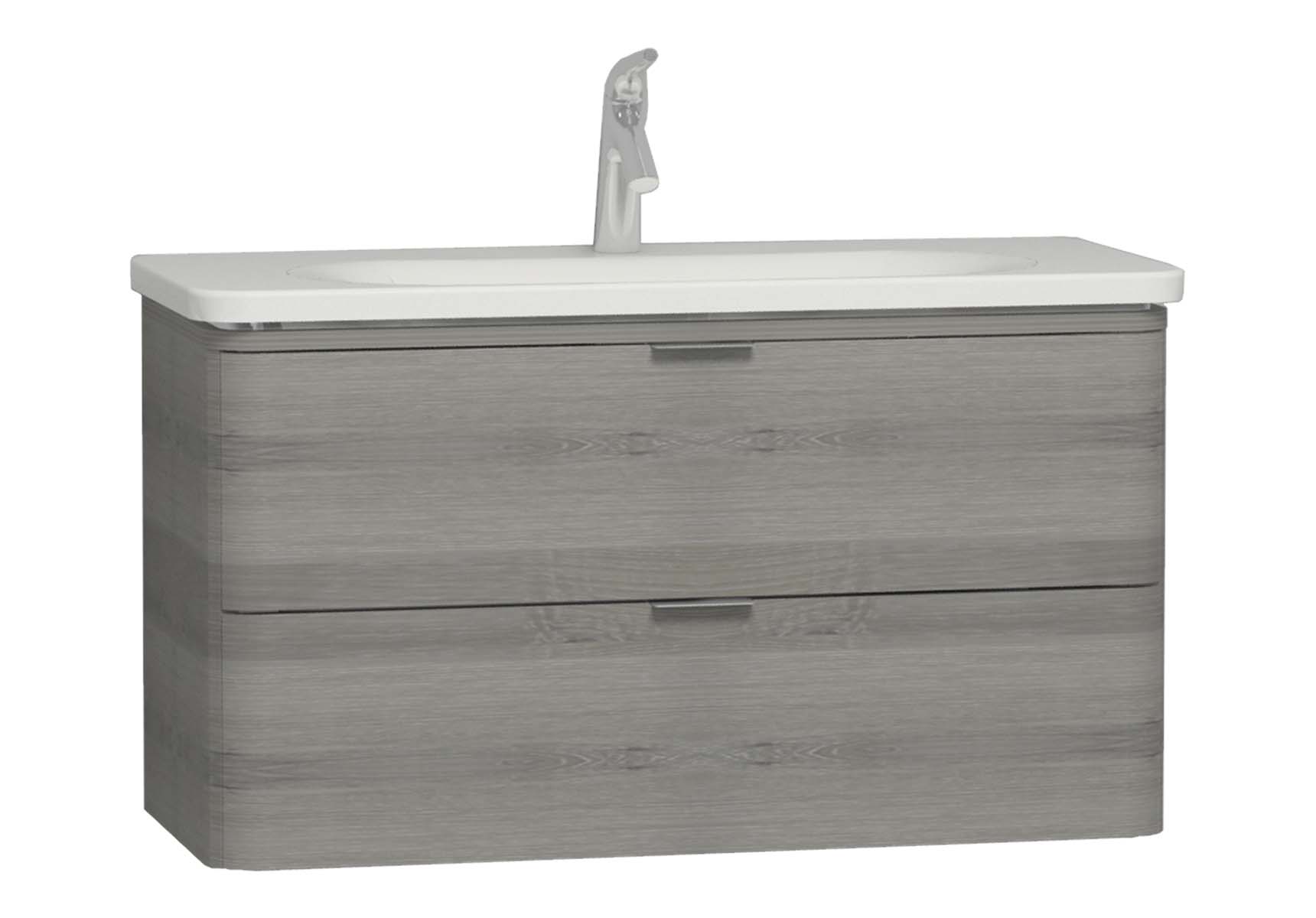 Nest Trendy 2 Drawer Washbasin Unit 100 cm Grey Natural Oak