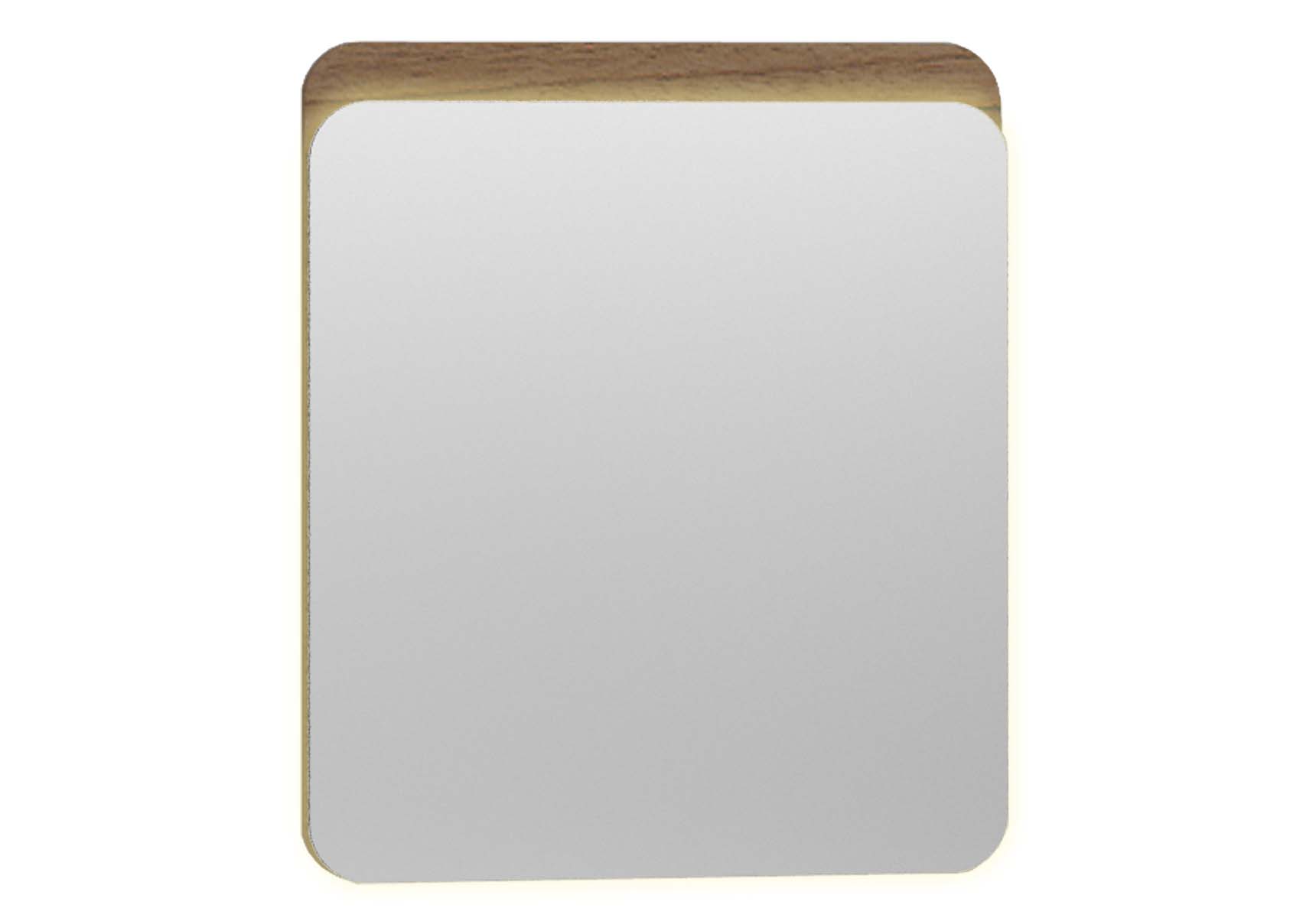 Nest Trendy Flat Mirror with Led 60 cm, Waved Natural Wood