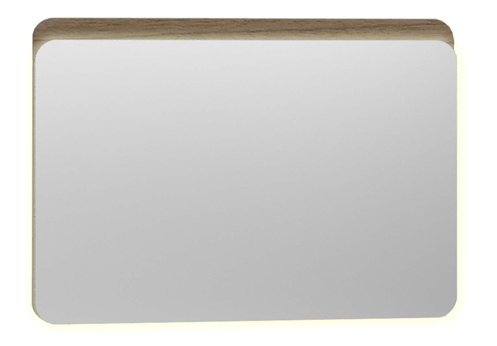 Nest Trendy Flat Mirror with Led 100 cm, Waved Natural Wood