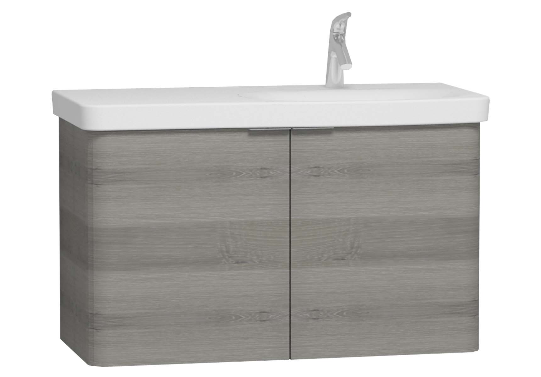 Nest 2 Doors Washbasin Unit 100 cm, Grey Natural Wood