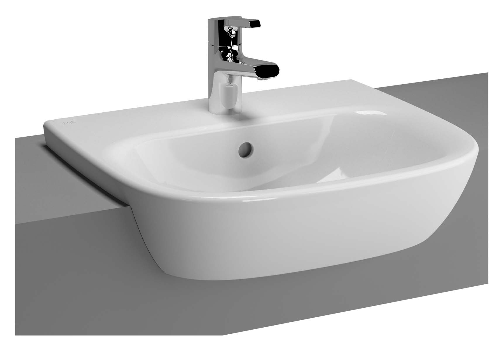 Zentrum Recessed Basin, 50cm with Middle Tap Hole, with Overflow Holes