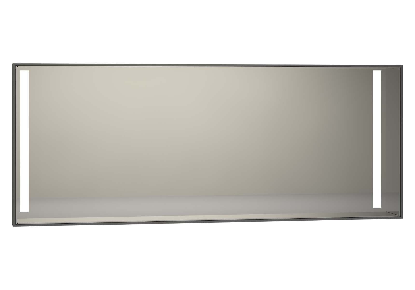 Memoria Illuminated Mirror, 150 cm, Grey High Gloss