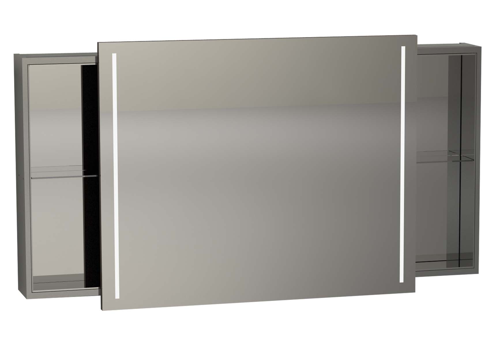 Memoria Illuminated Mirror Cabinet, 120 cm, Grey High Gloss