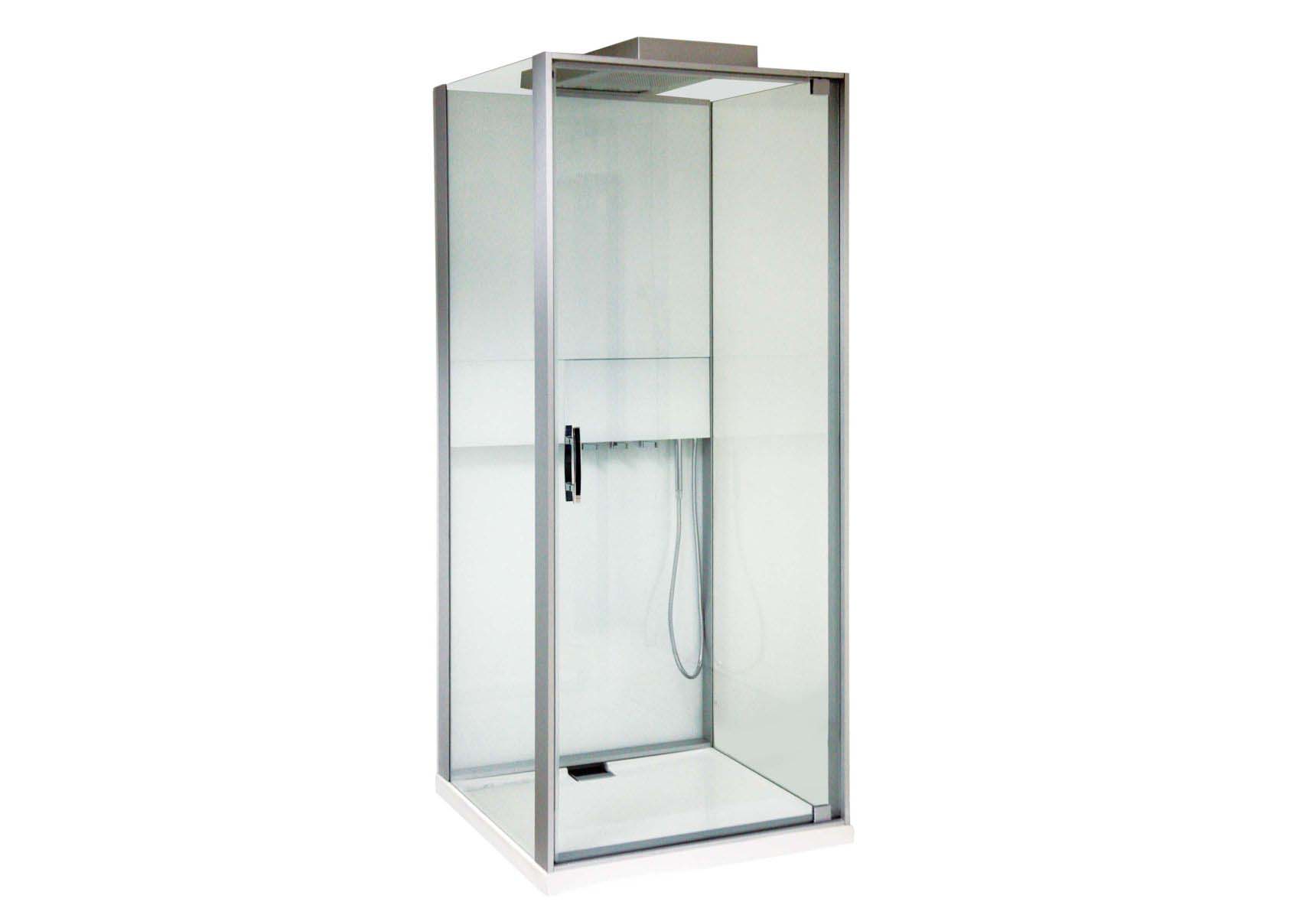 Notte Compact Shower Unit 90x90 cm Left, L Wall, with Door, Matte Grey