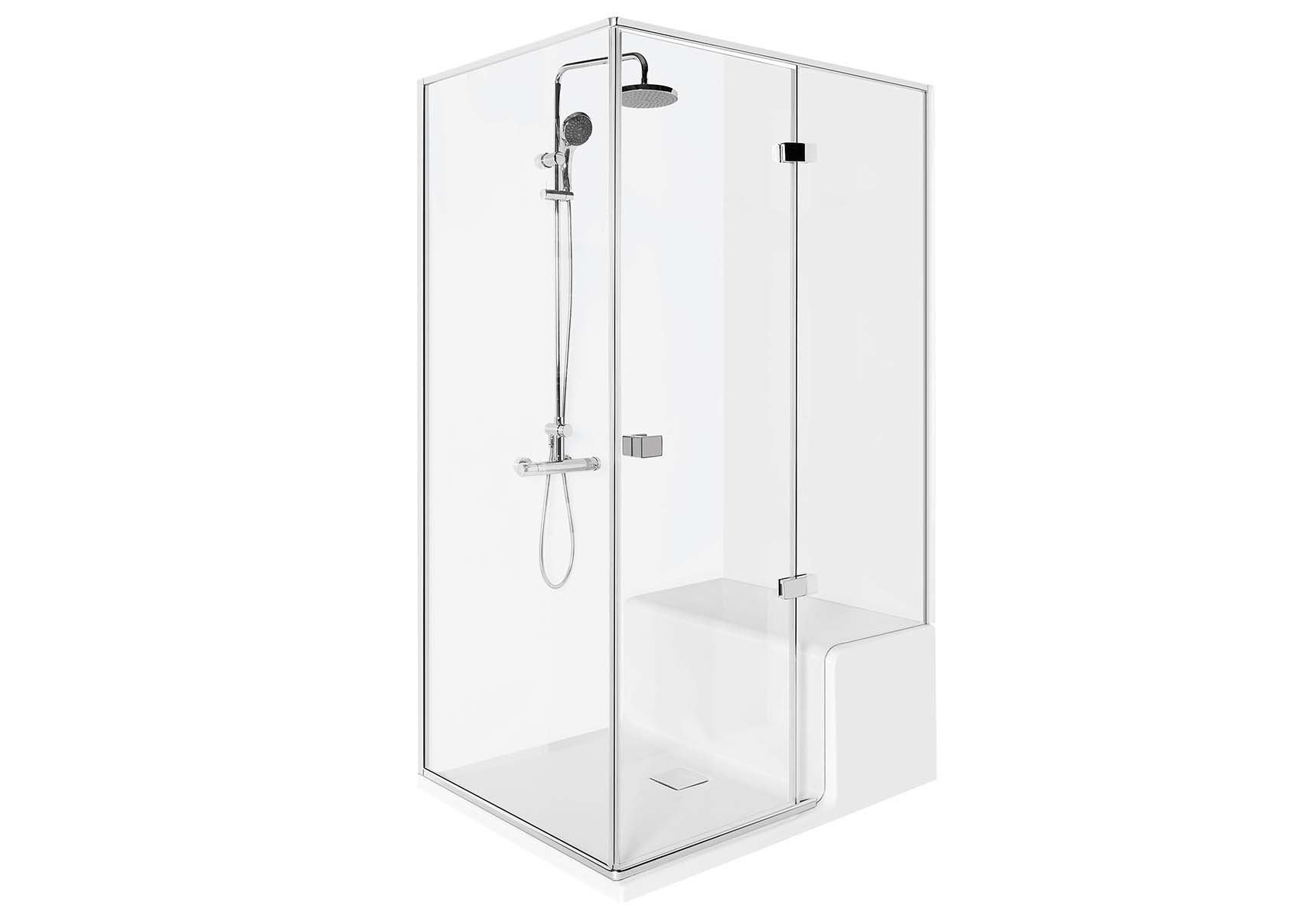 Roomy Compact Shower Unit 120x90 cm Left, Flat, L Wall, Shower Column