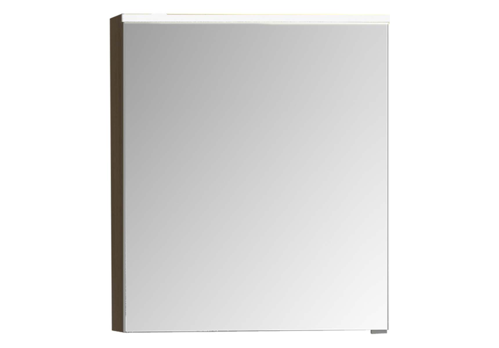 Mirror Cabinet, Premium, 60 cm, Waved Natural Wood Left