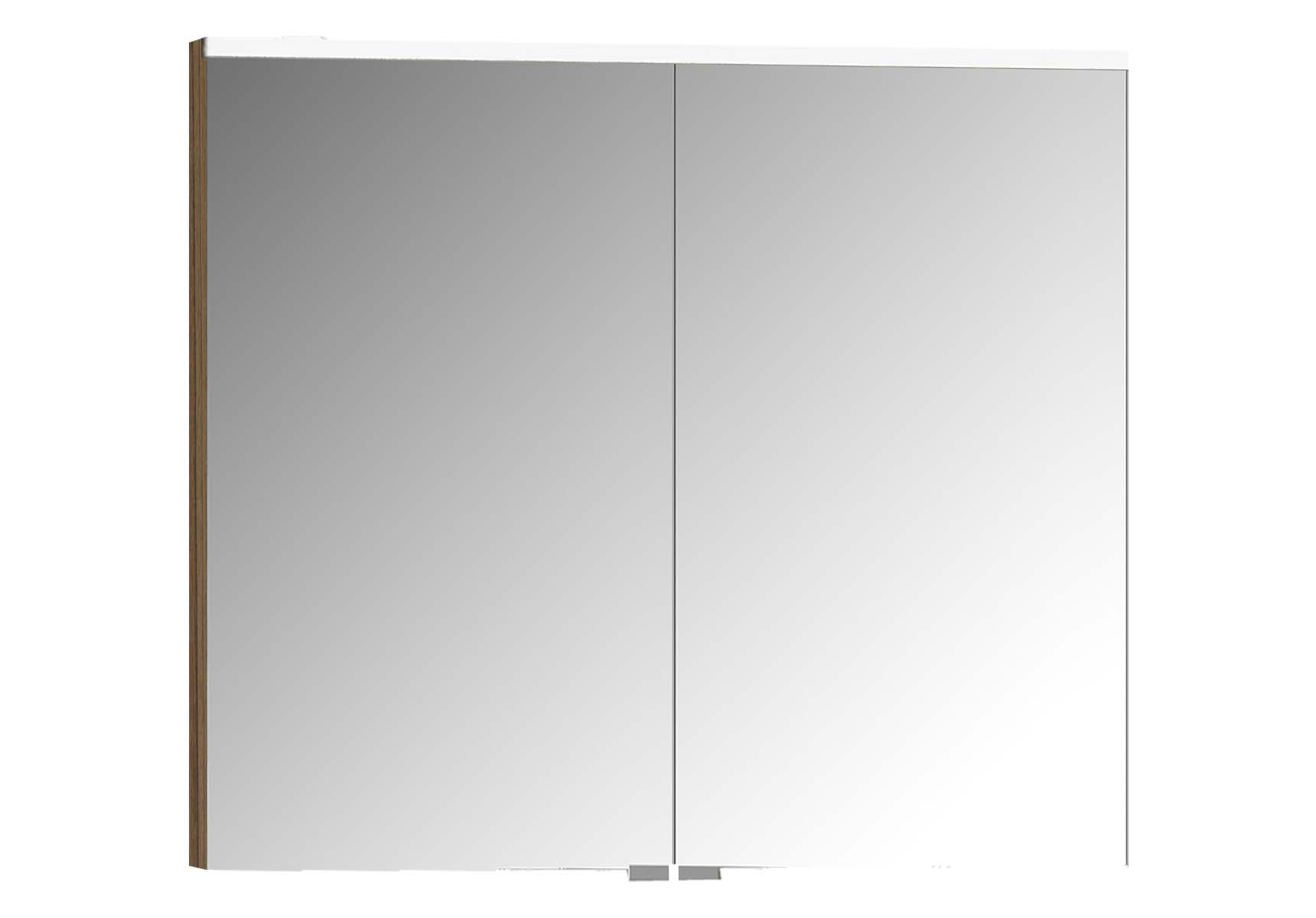 Mirror Cabinet, Premium, 80 cm, Waved Natural Wood