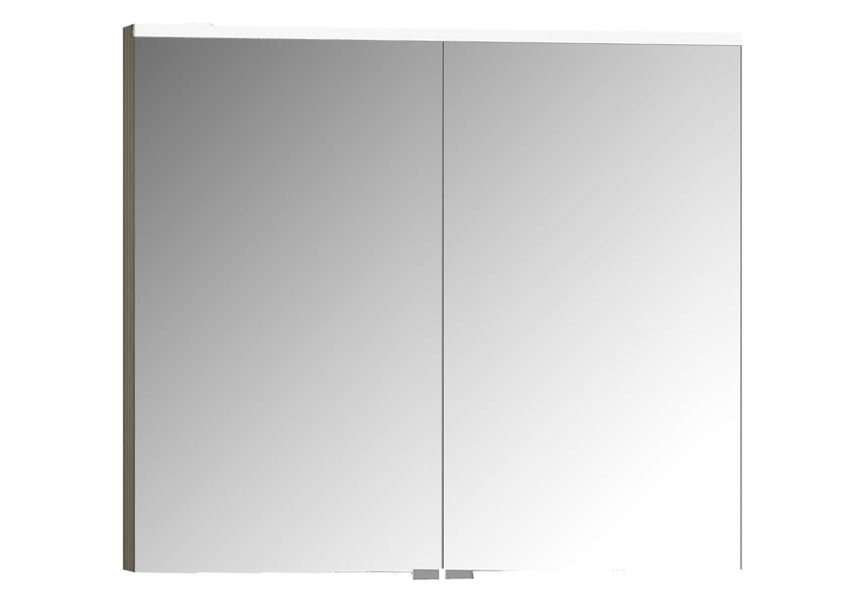 Mirror Cabinet, Premium, 80 cm, Grey Birch High Gloss