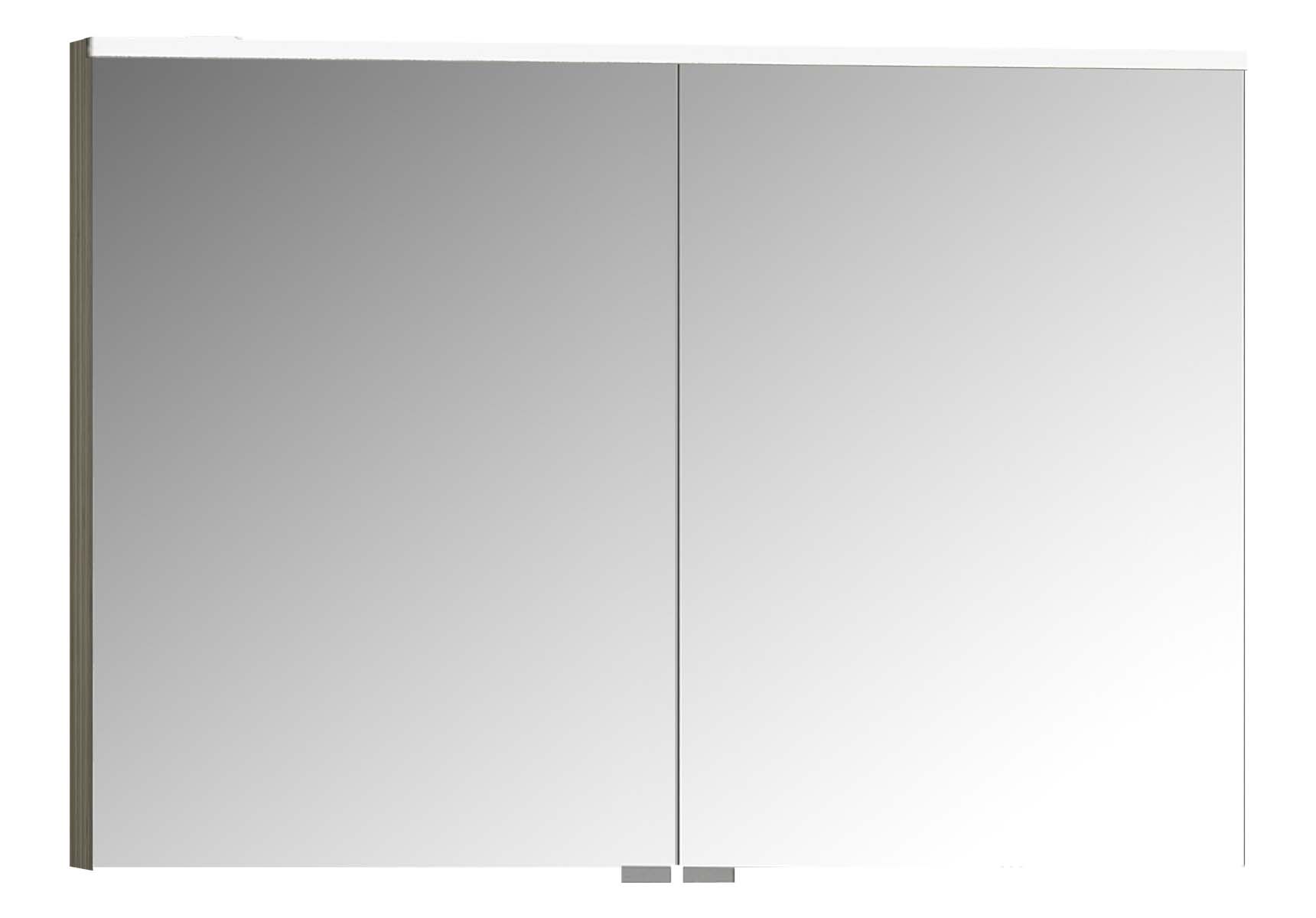 Mirror Cabinet, Premium, 100 cm, Grey Birch High Gloss