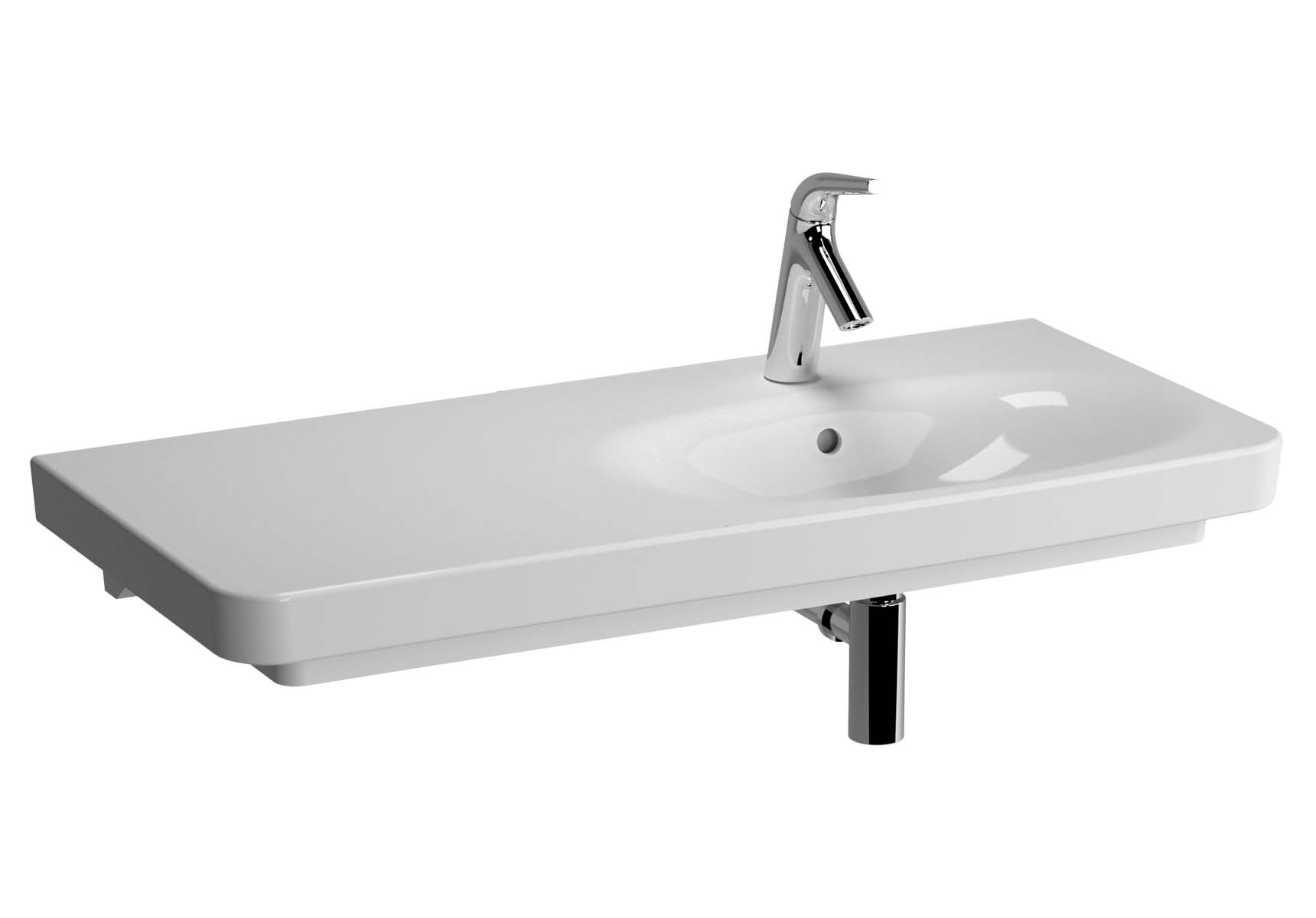 Nest Asymmetric Basin, 100cm with Middle Tap Hole, with Side Holes